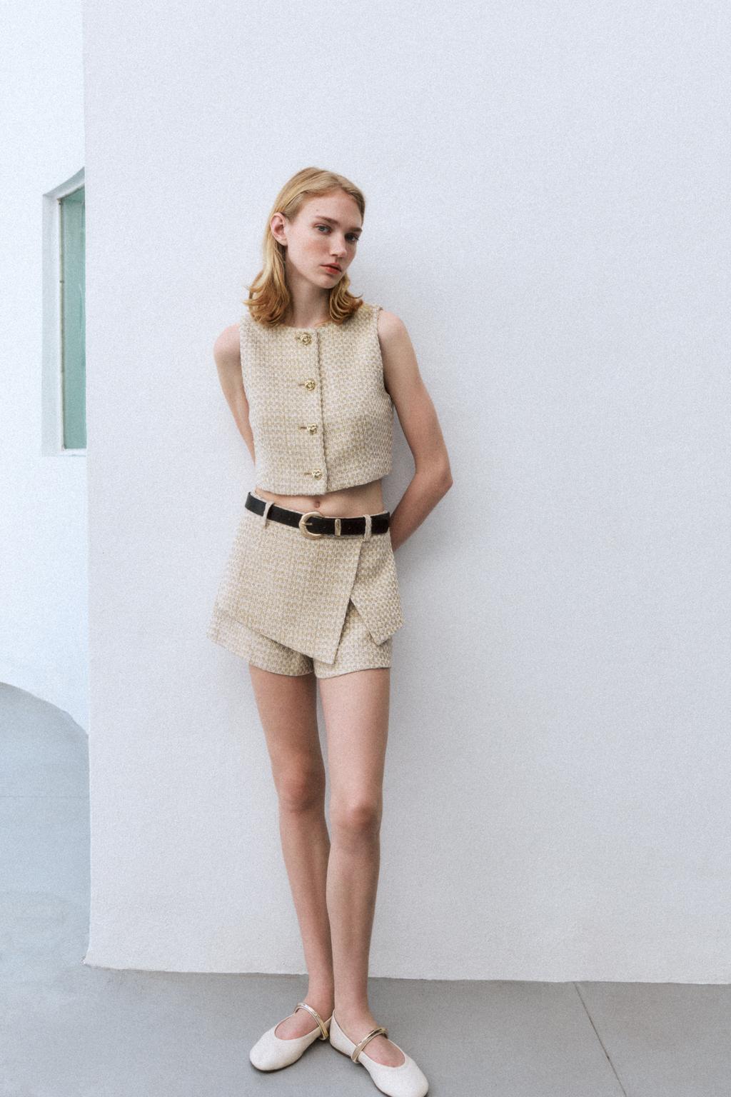 Textured Cropped Waistcoat