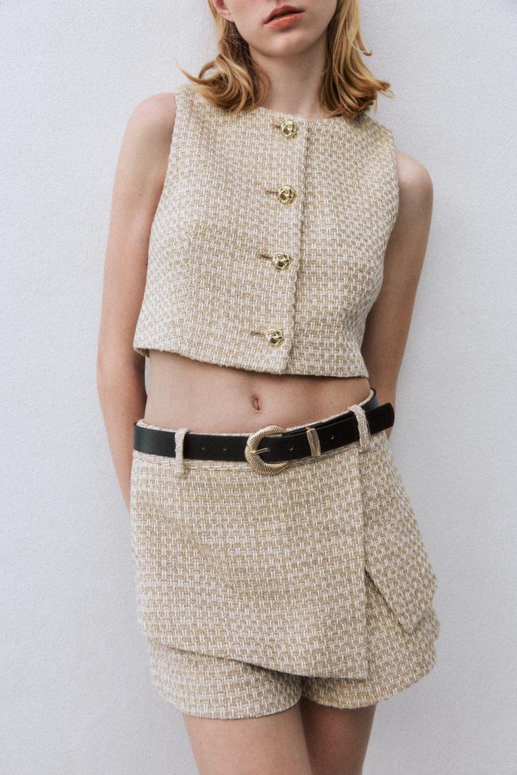 Textured Cropped Waistcoat