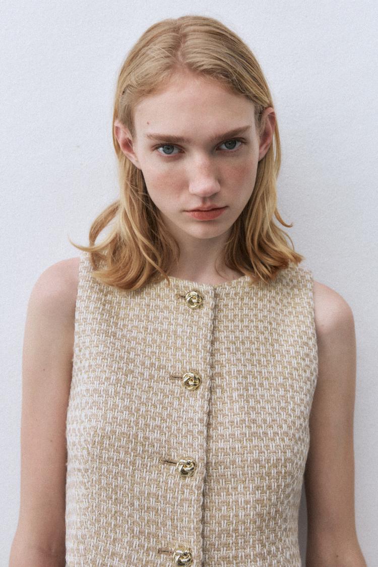Textured Cropped Waistcoat