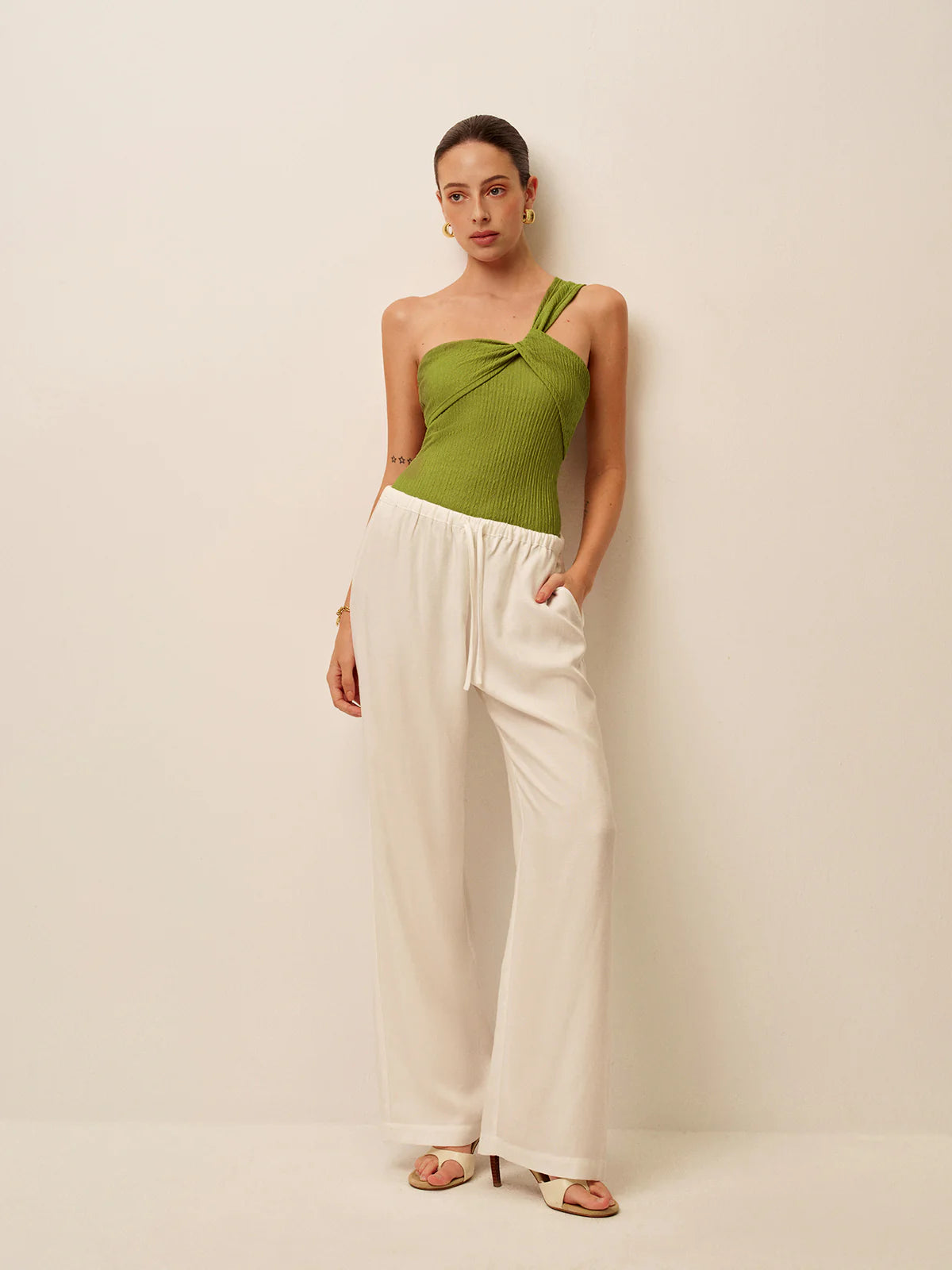 Ruched Twist One-Shoulder Swimsuit