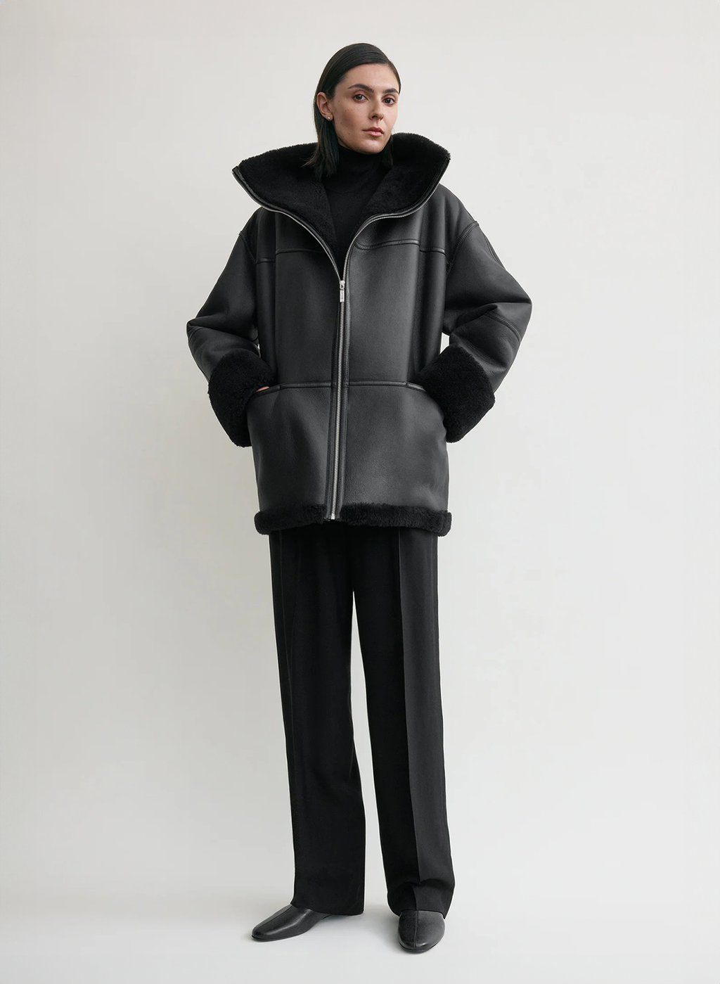 The Noir Shearling Guard Coat