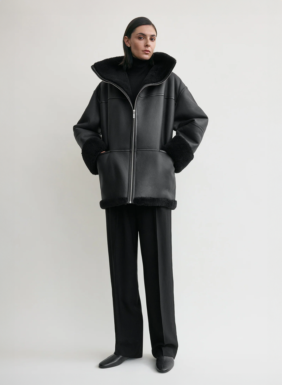 The Noir Shearling Guard Coat
