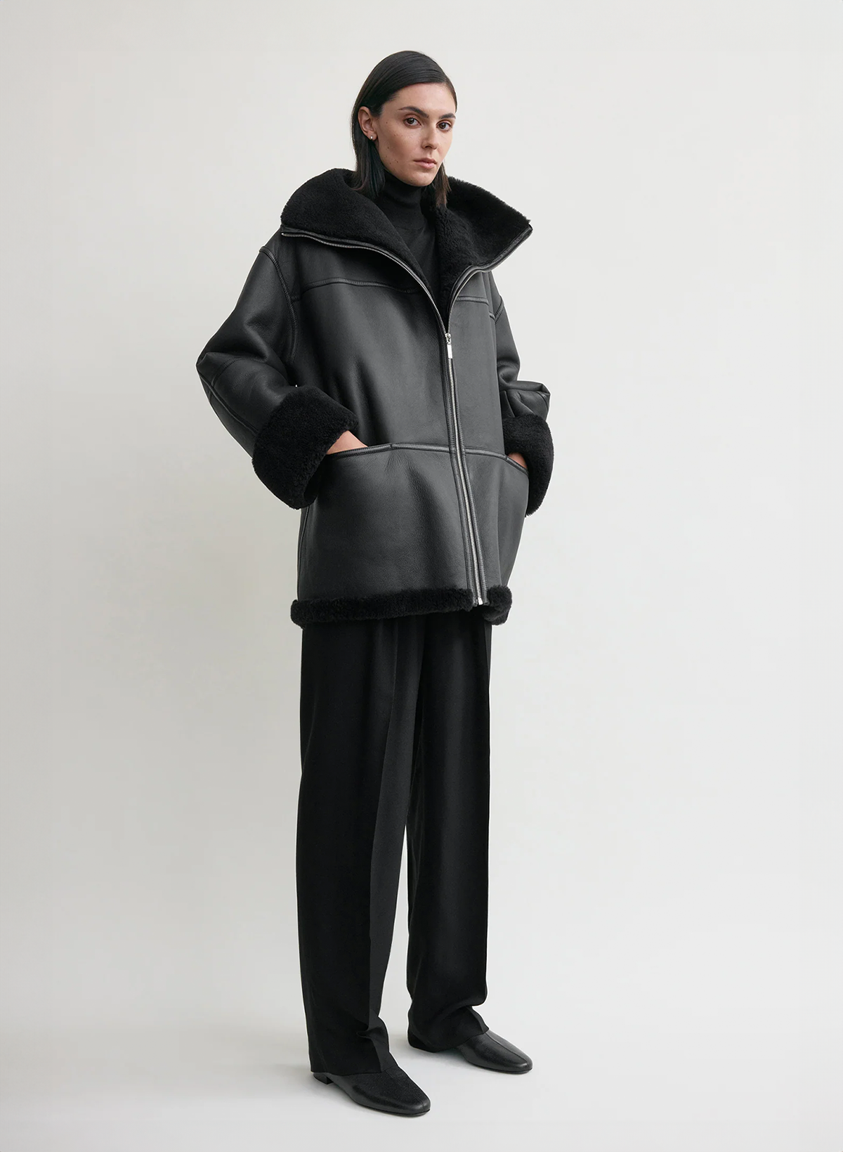 The Noir Shearling Guard Coat