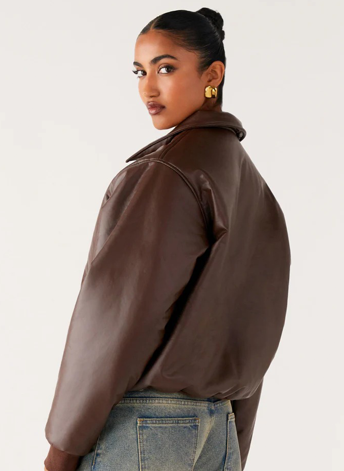 MOZROS's Faux Leather Bomber Jacket