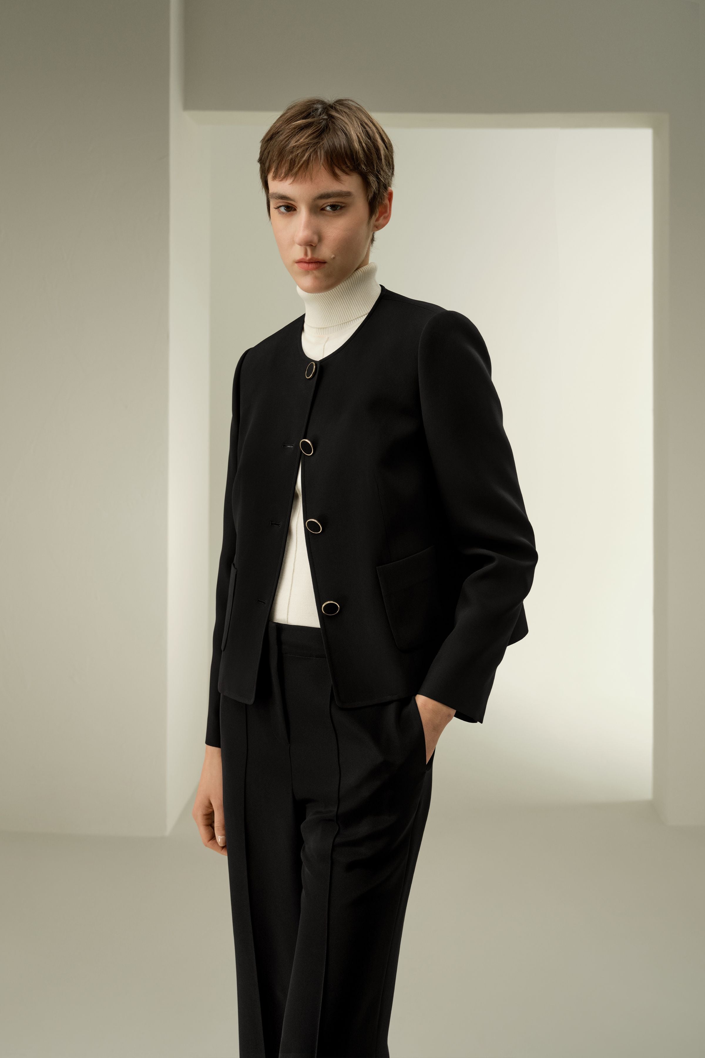 Tailored Silk Boxy Jacket