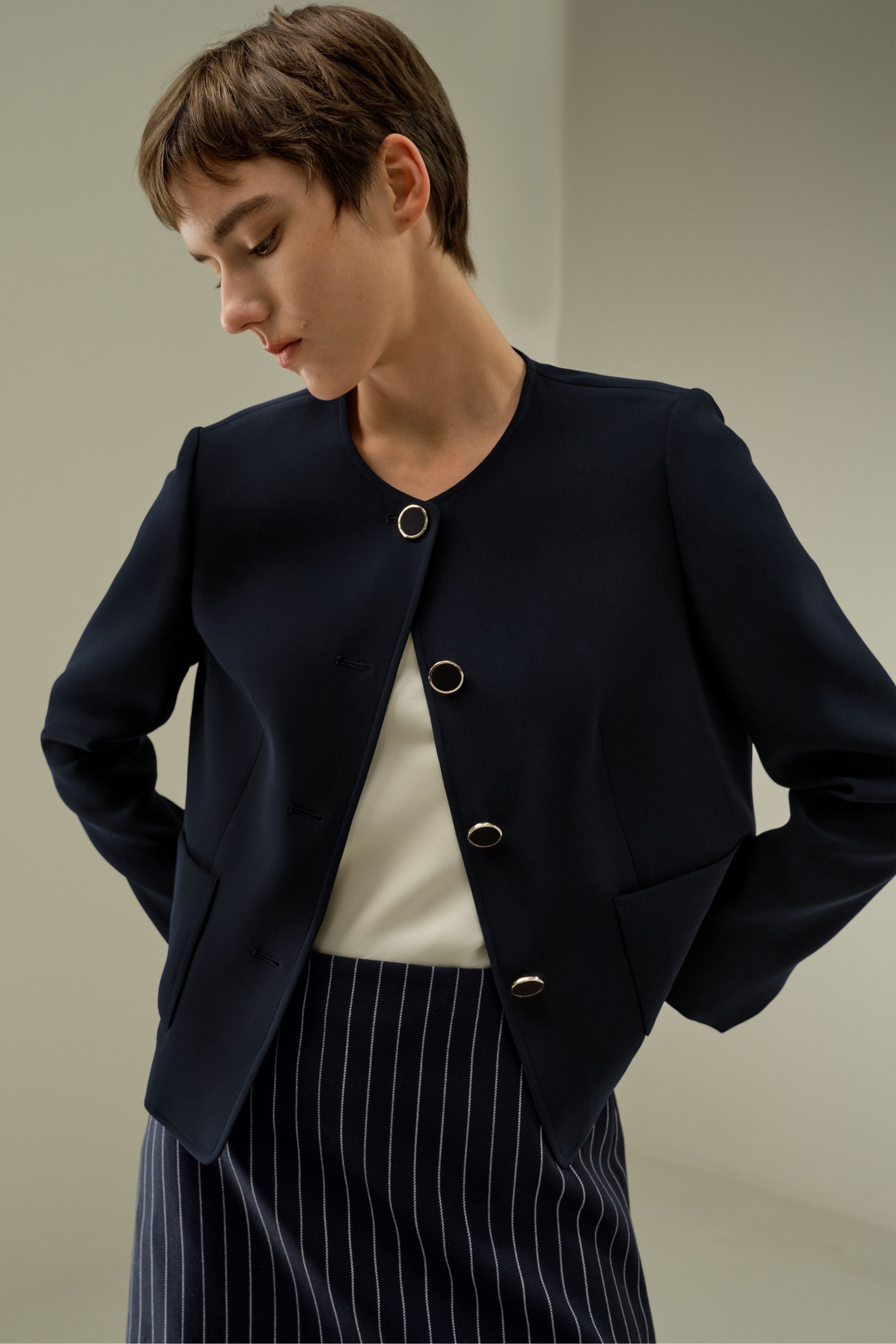 Tailored Silk Boxy Jacket
