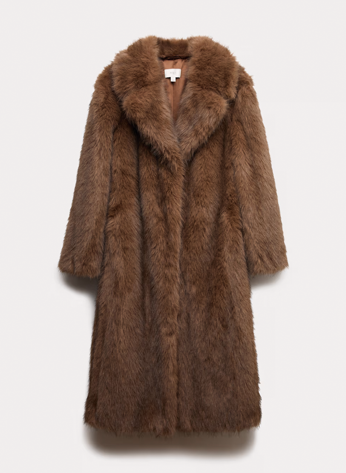 Faux Fur Single Breasted Longline Coat
