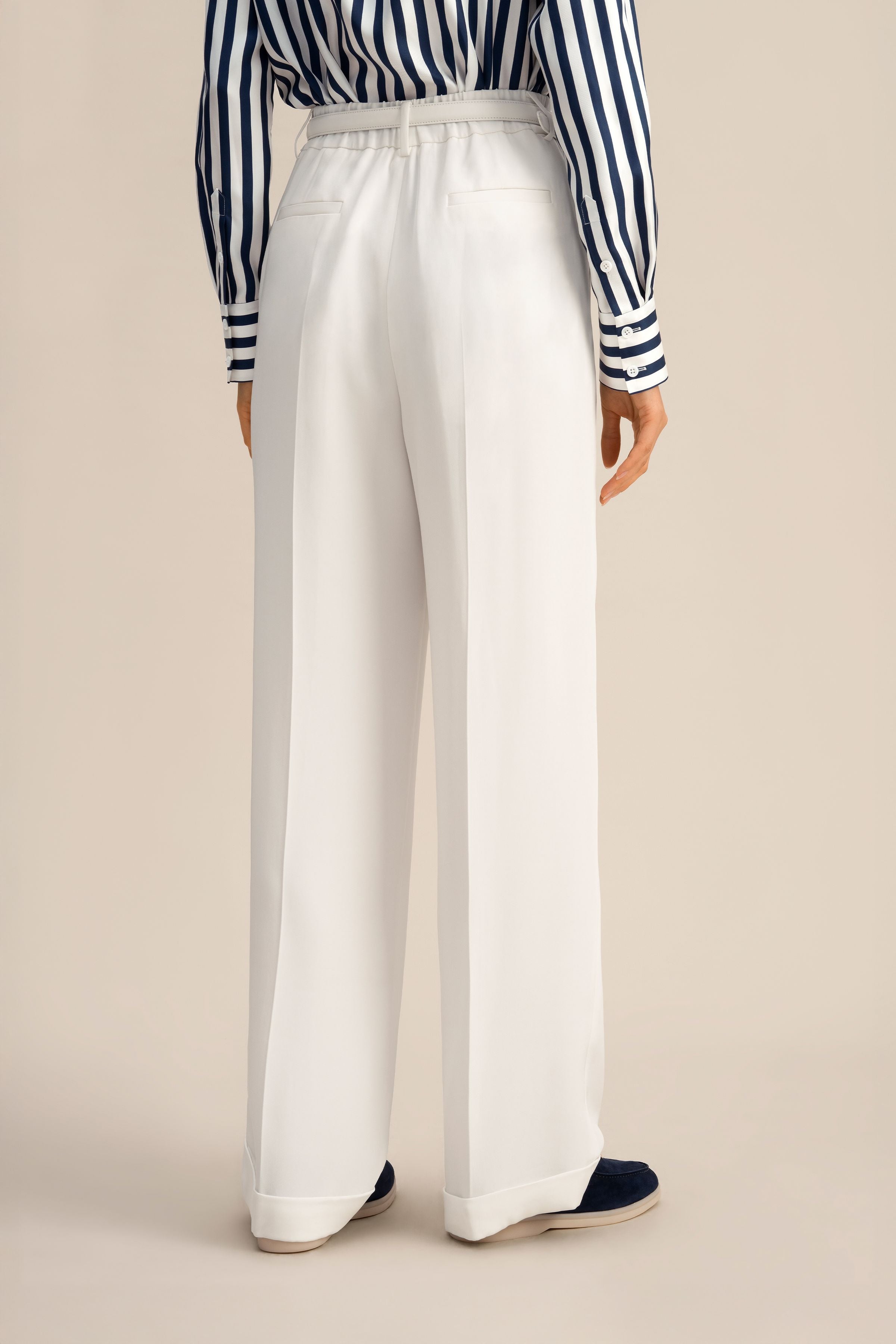 Timeless Pleated Wide-Leg Dense Silk Trousers