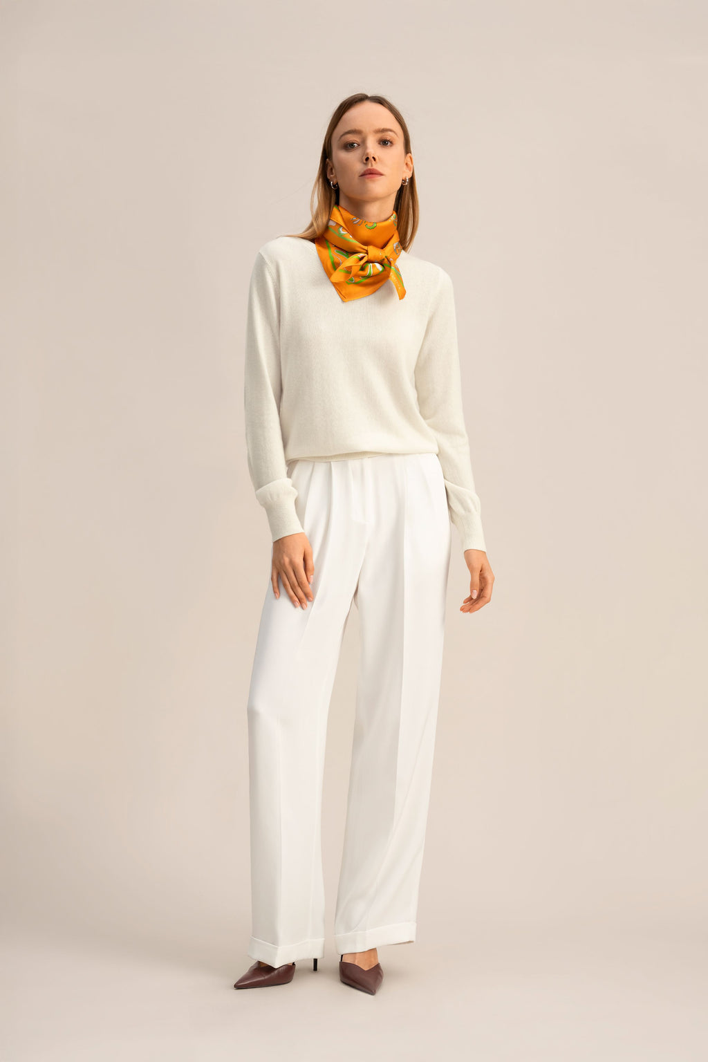 Timeless Pleated Wide-Leg Dense Silk Trousers