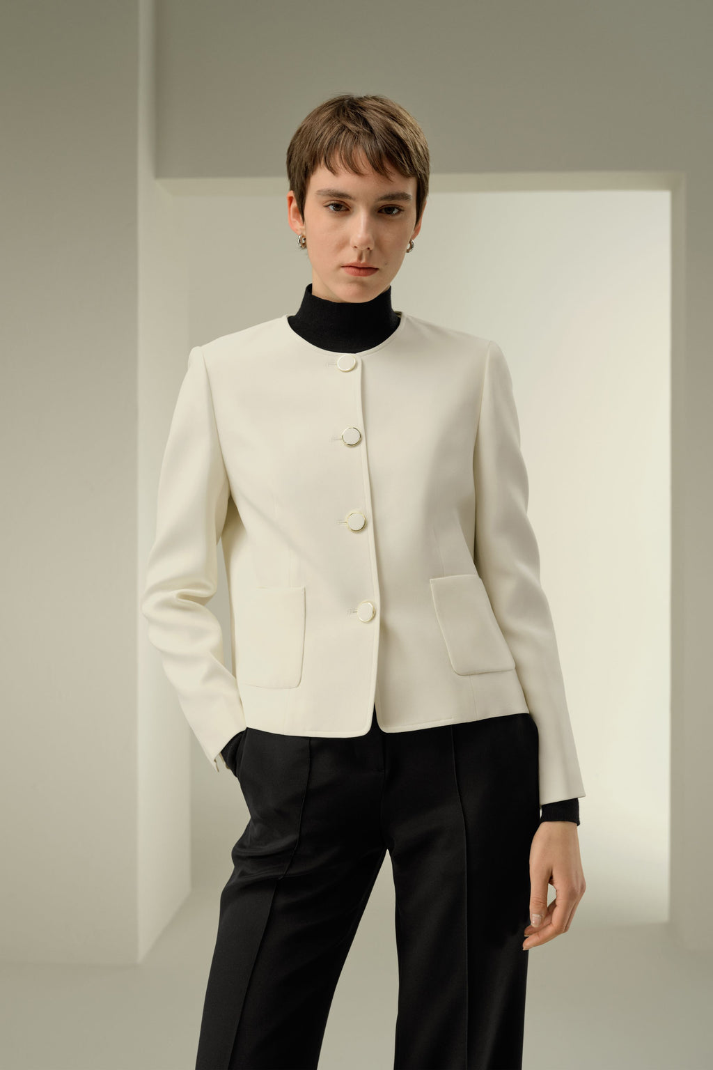 Tailored Silk Boxy Jacket