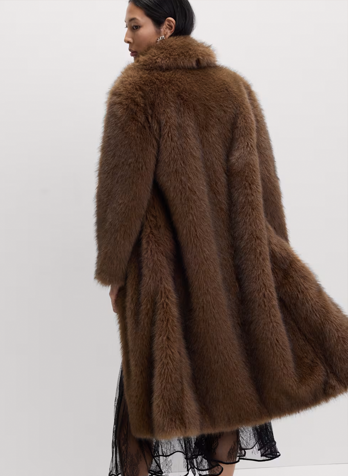 Faux Fur Single Breasted Longline Coat