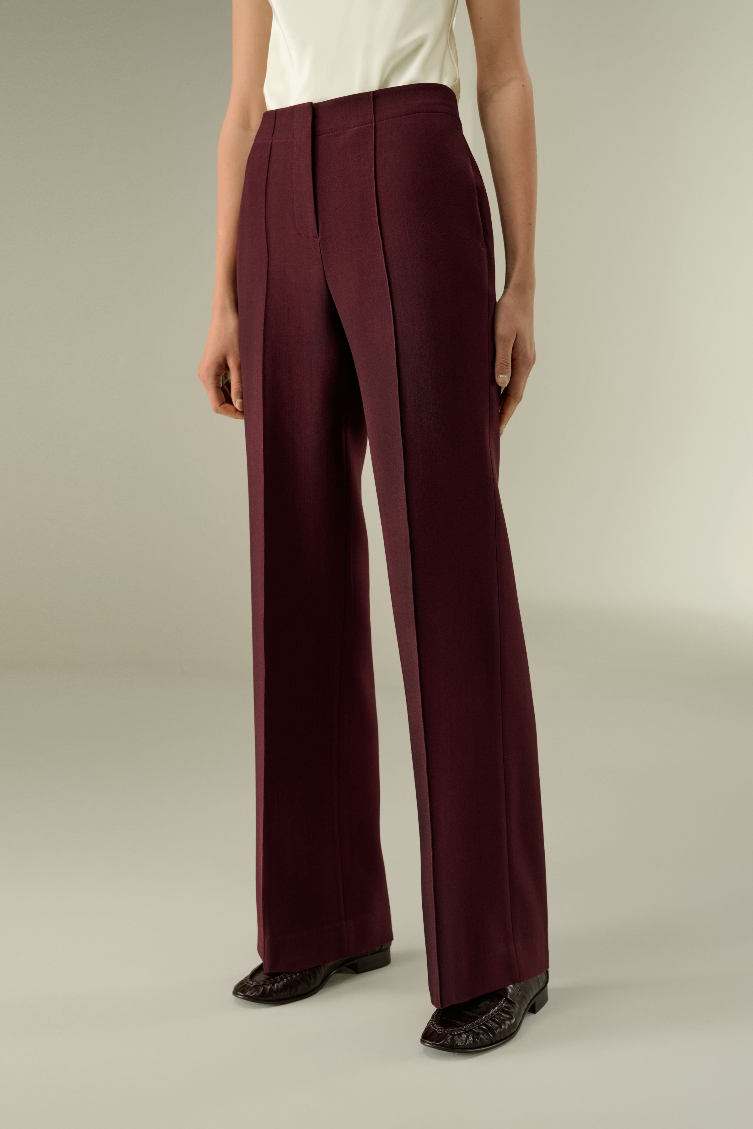 Silk-Wool Twill Flare Pants
