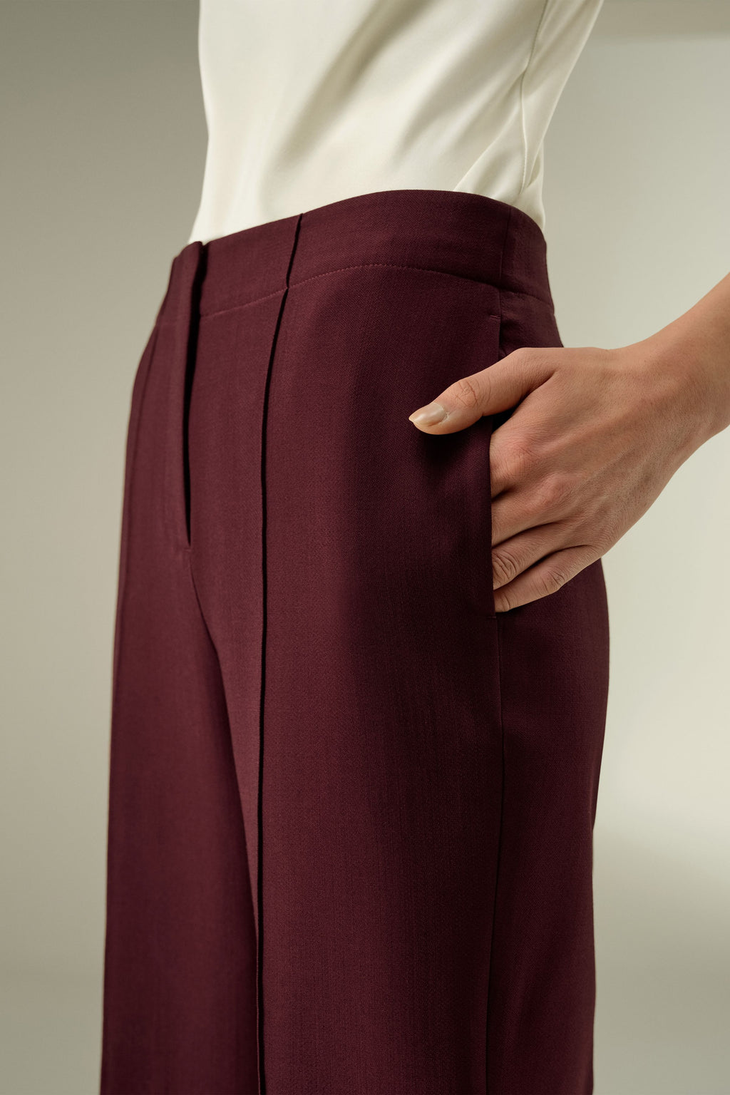 Silk-Wool Twill Flare Pants