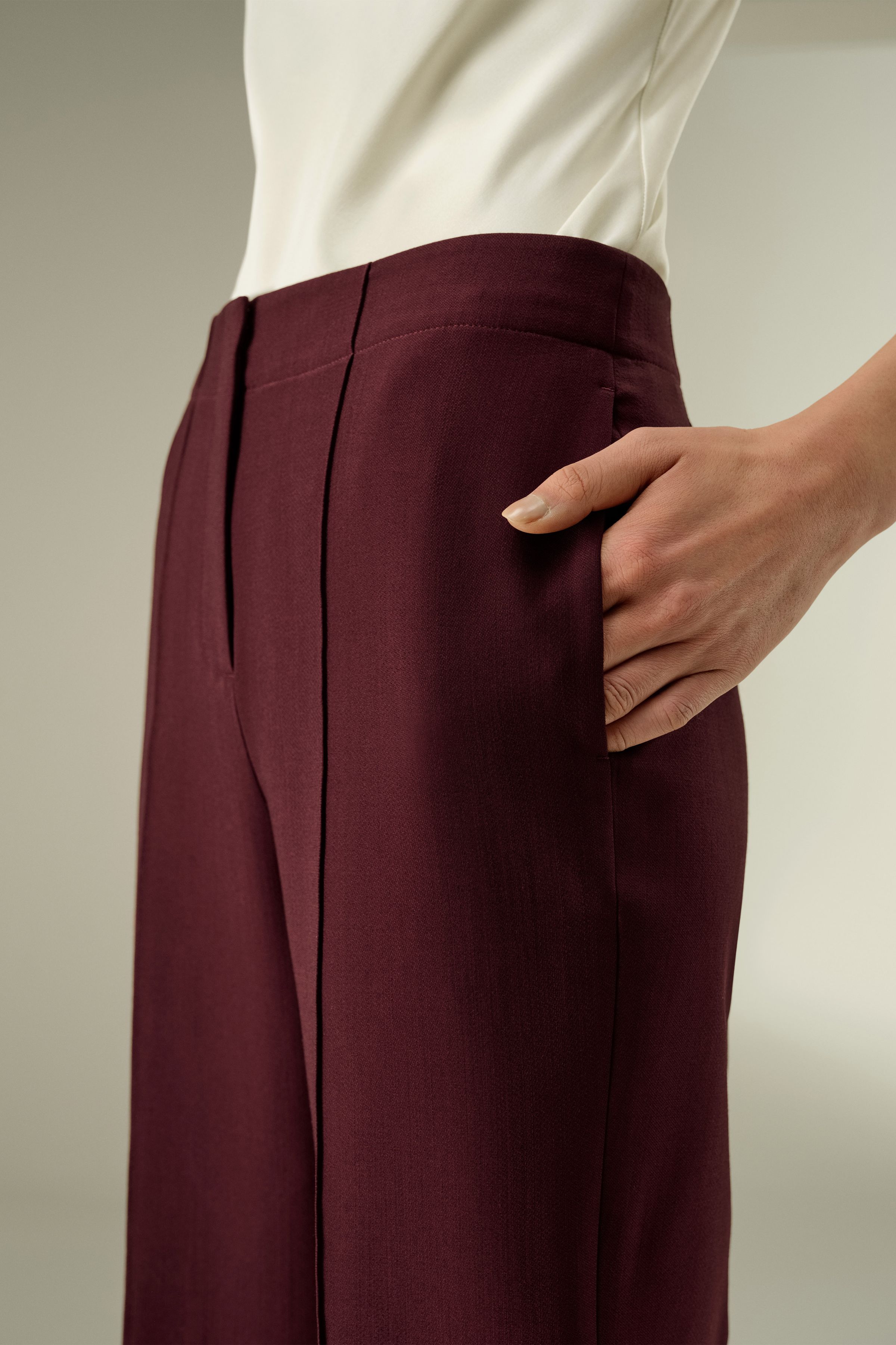 Silk-Wool Twill Flare Pants