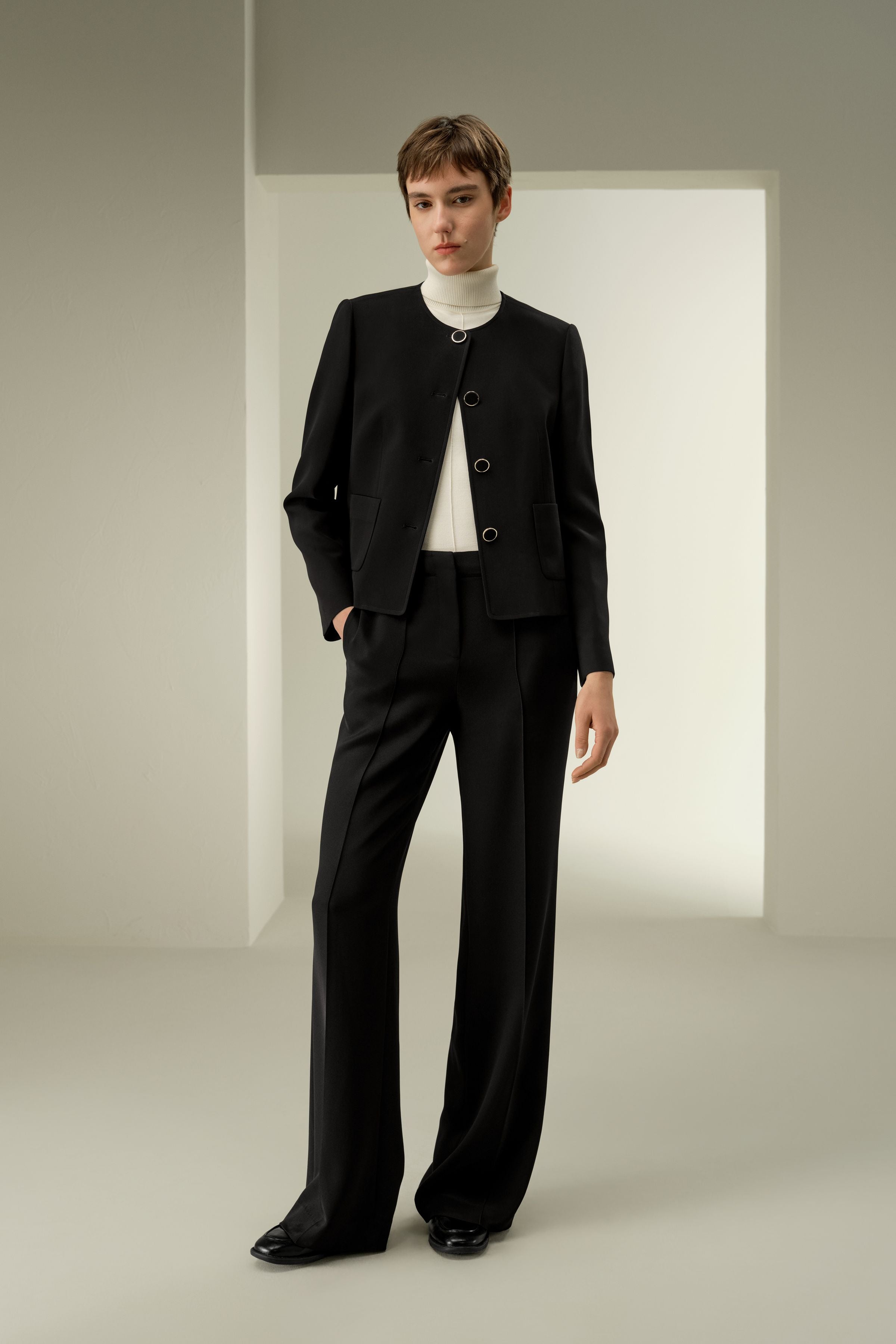 Tailored Silk Boxy Jacket