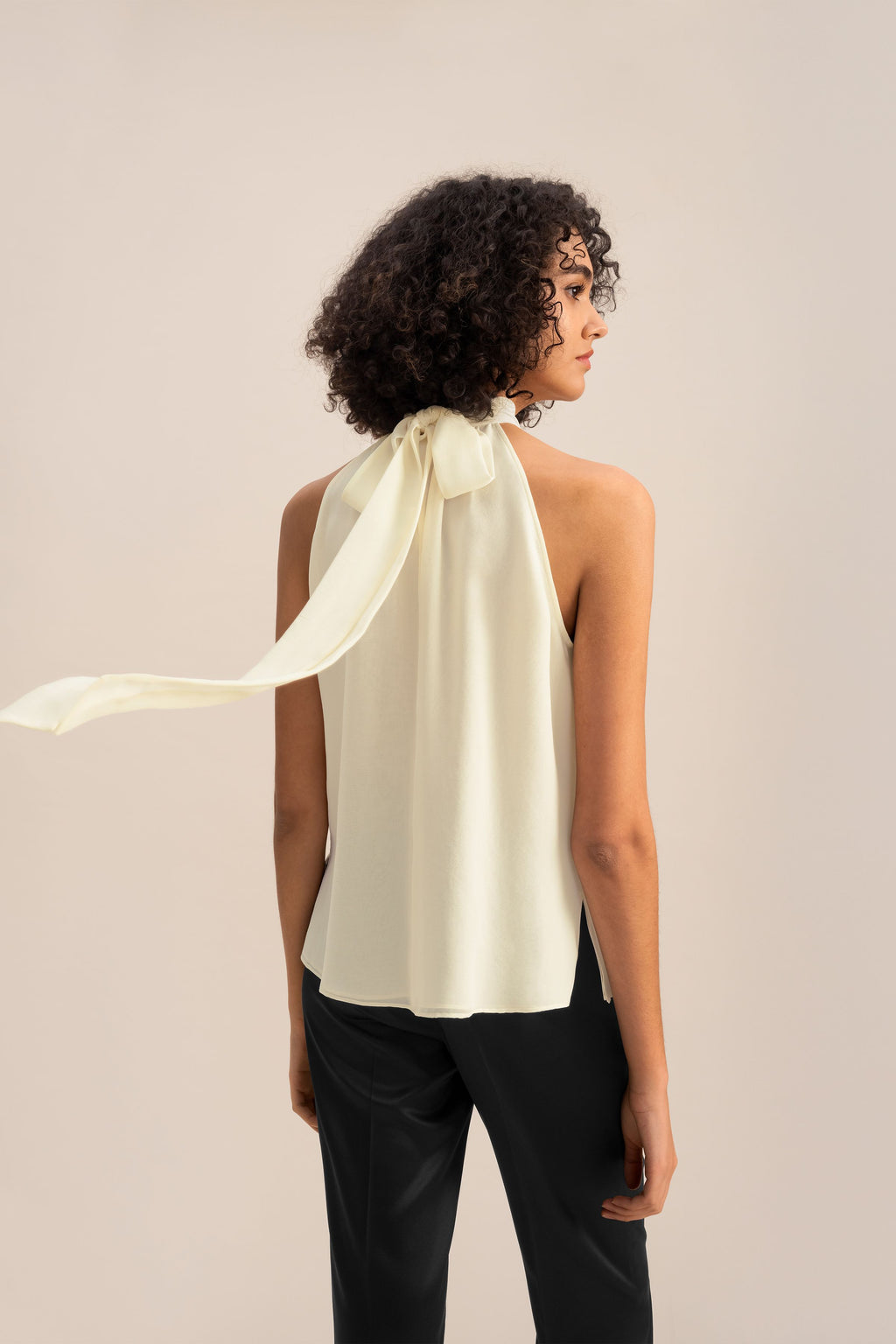 Silk Georgette Halter Neck Top