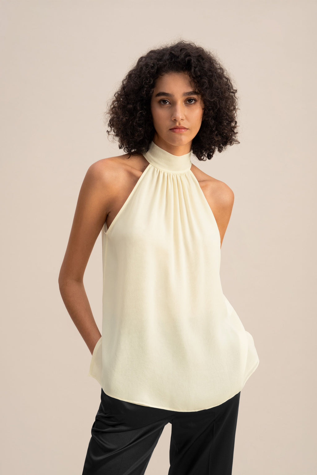 Silk Georgette Halter Neck Top