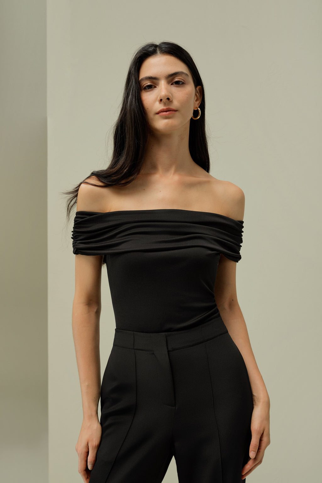 Silk Jersey Off-Shoulder Slim Top