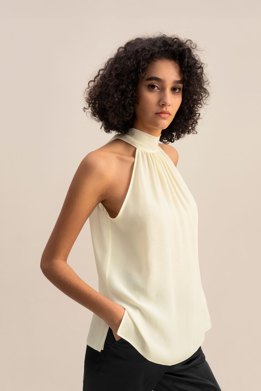 Silk Georgette Halter Neck Top