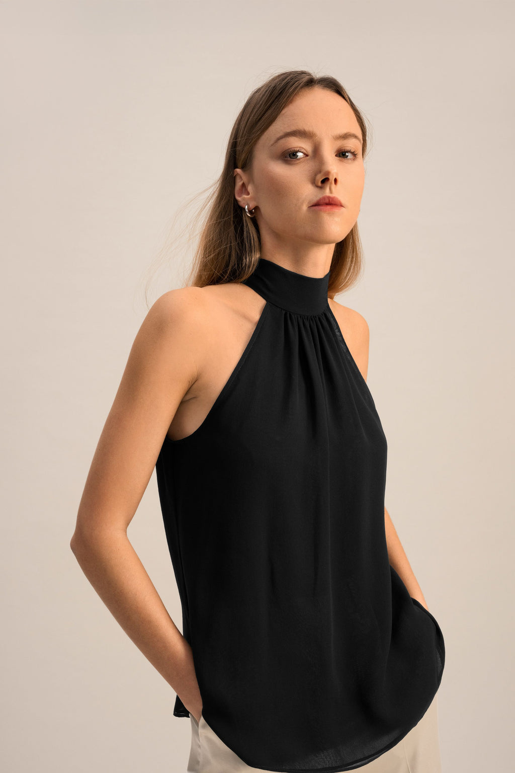 Silk Georgette Halter Neck Top