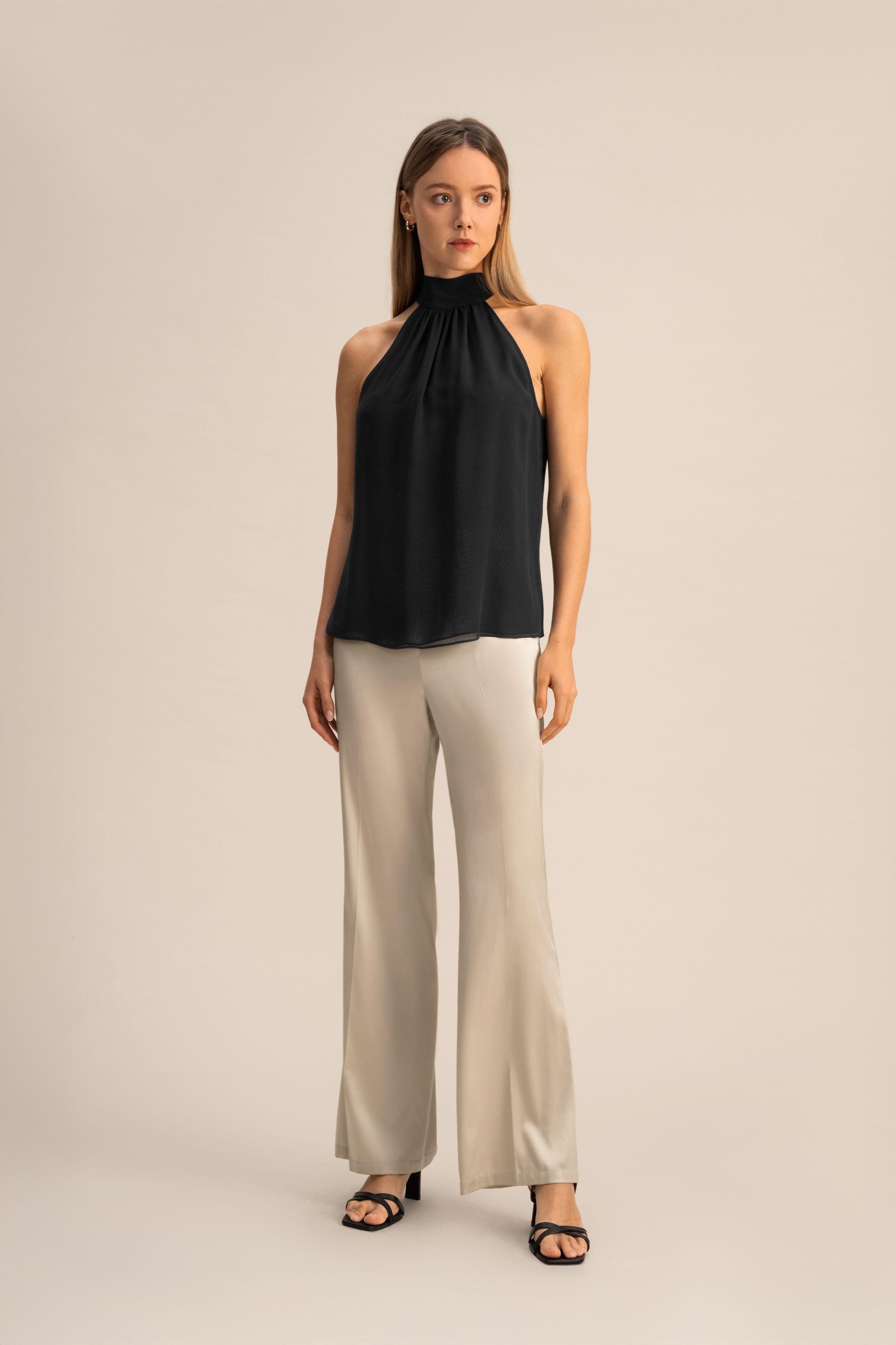 Silk Georgette Halter Neck Top