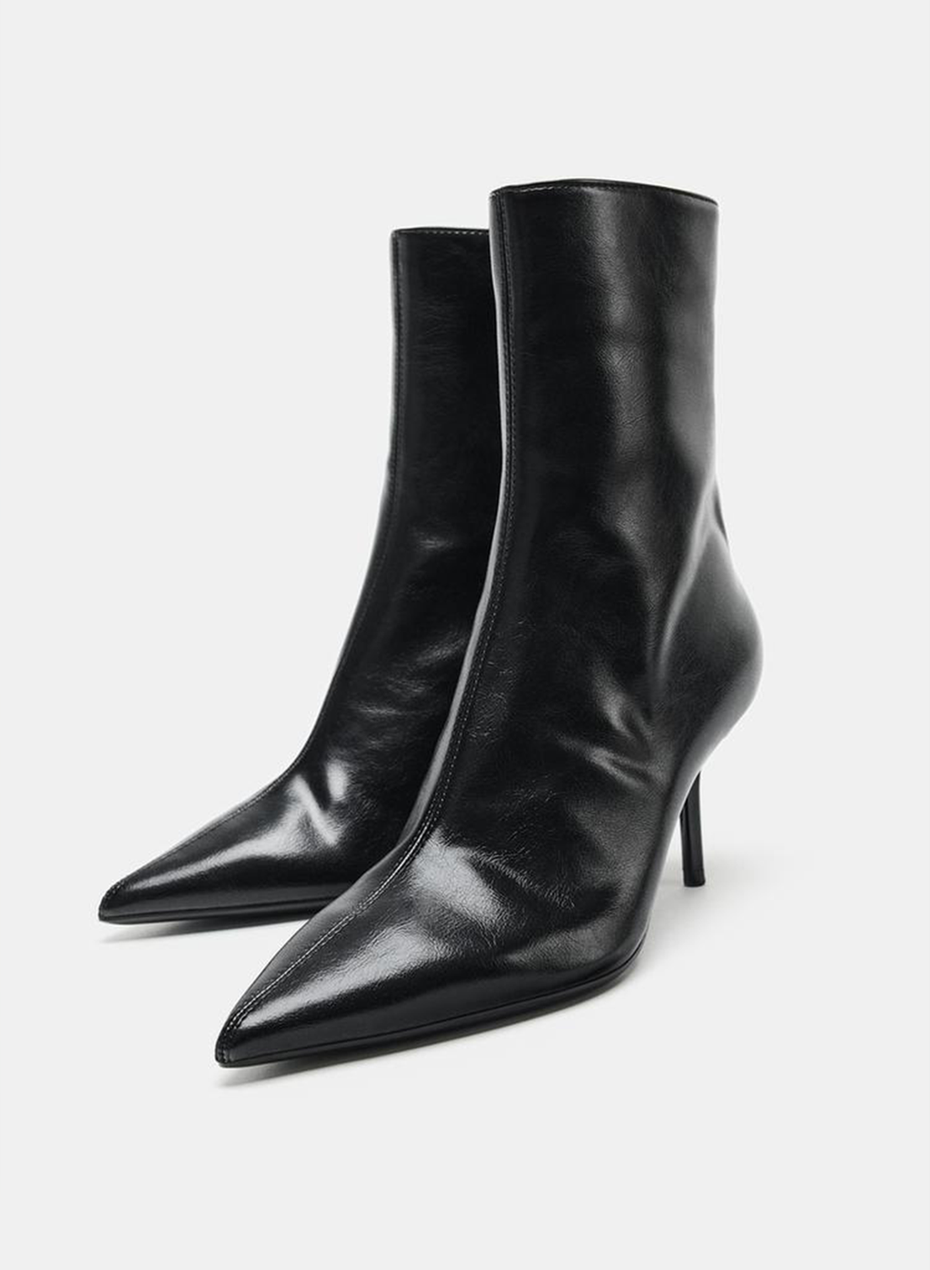 Crackled-Effect High-Heel Ankle Boots