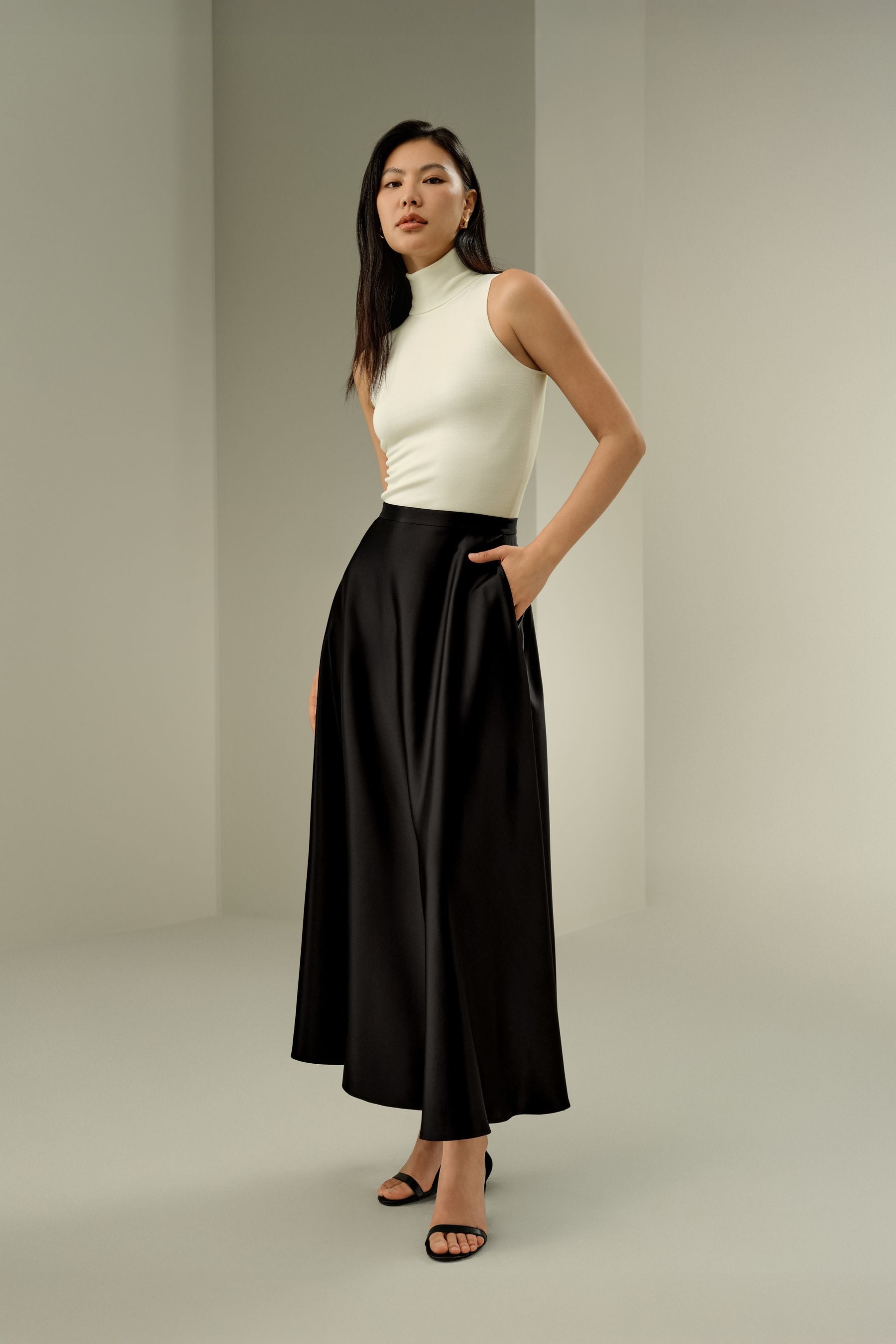 A-Line Silk Maxi Skirt