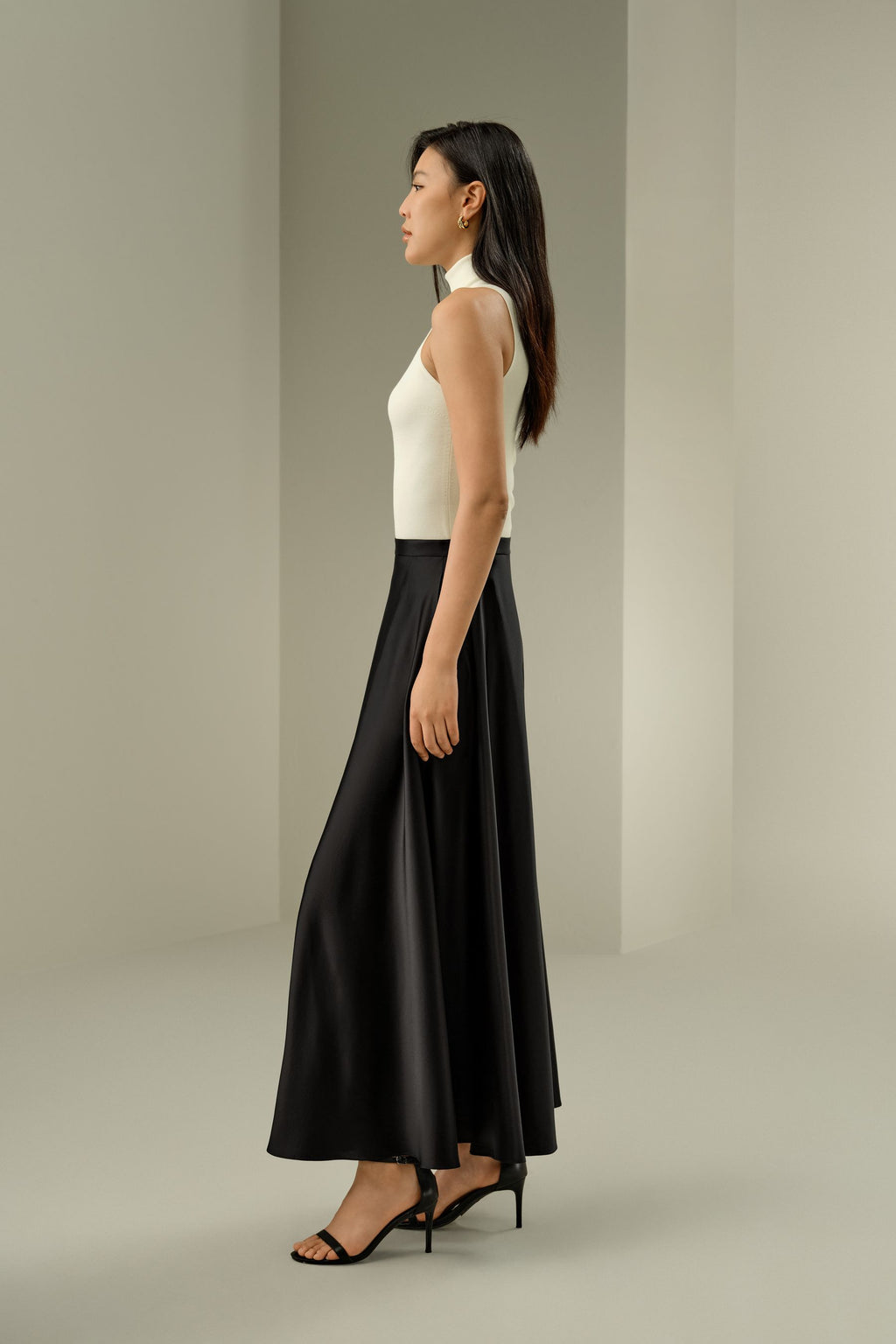 A-Line Silk Maxi Skirt