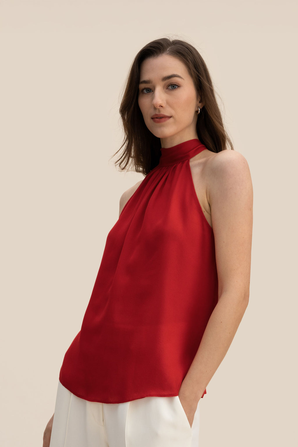 Silk Georgette Halter Neck Top