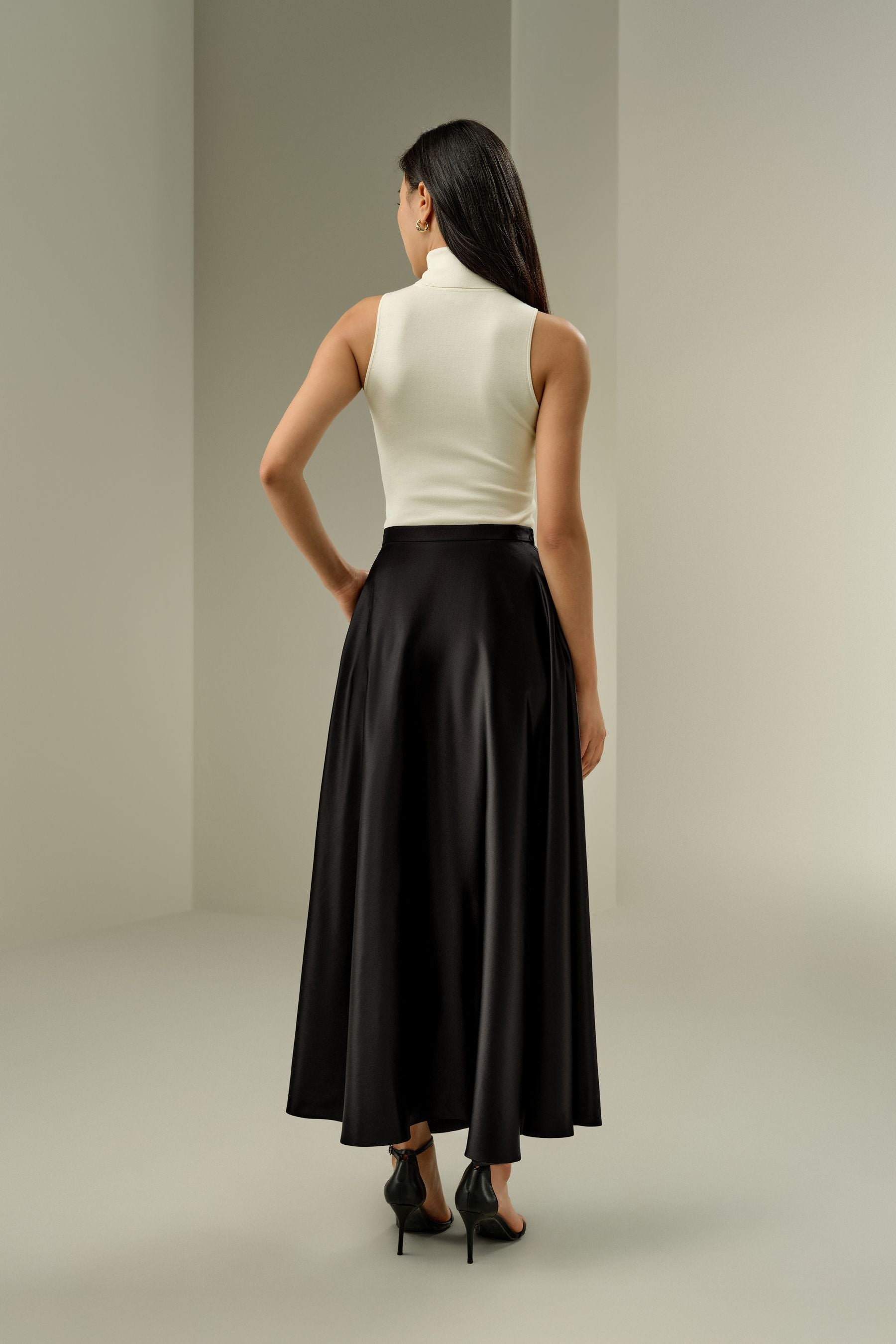 A-Line Silk Maxi Skirt