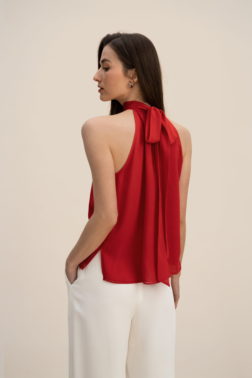 Silk Georgette Halter Neck Top