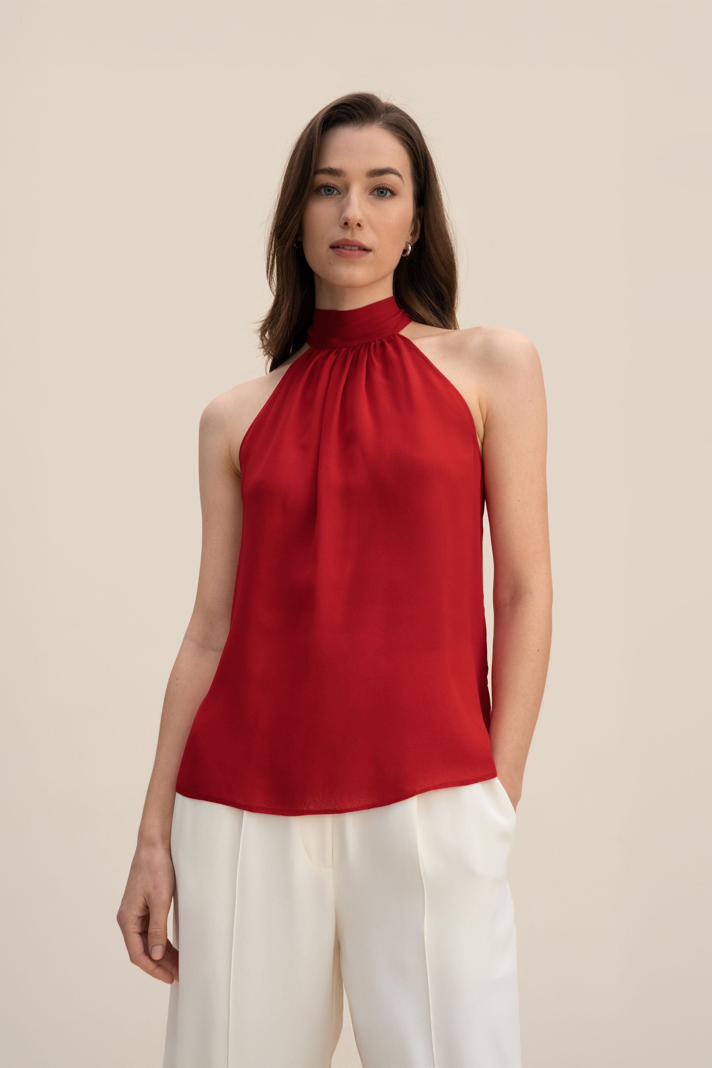 Silk Georgette Halter Neck Top