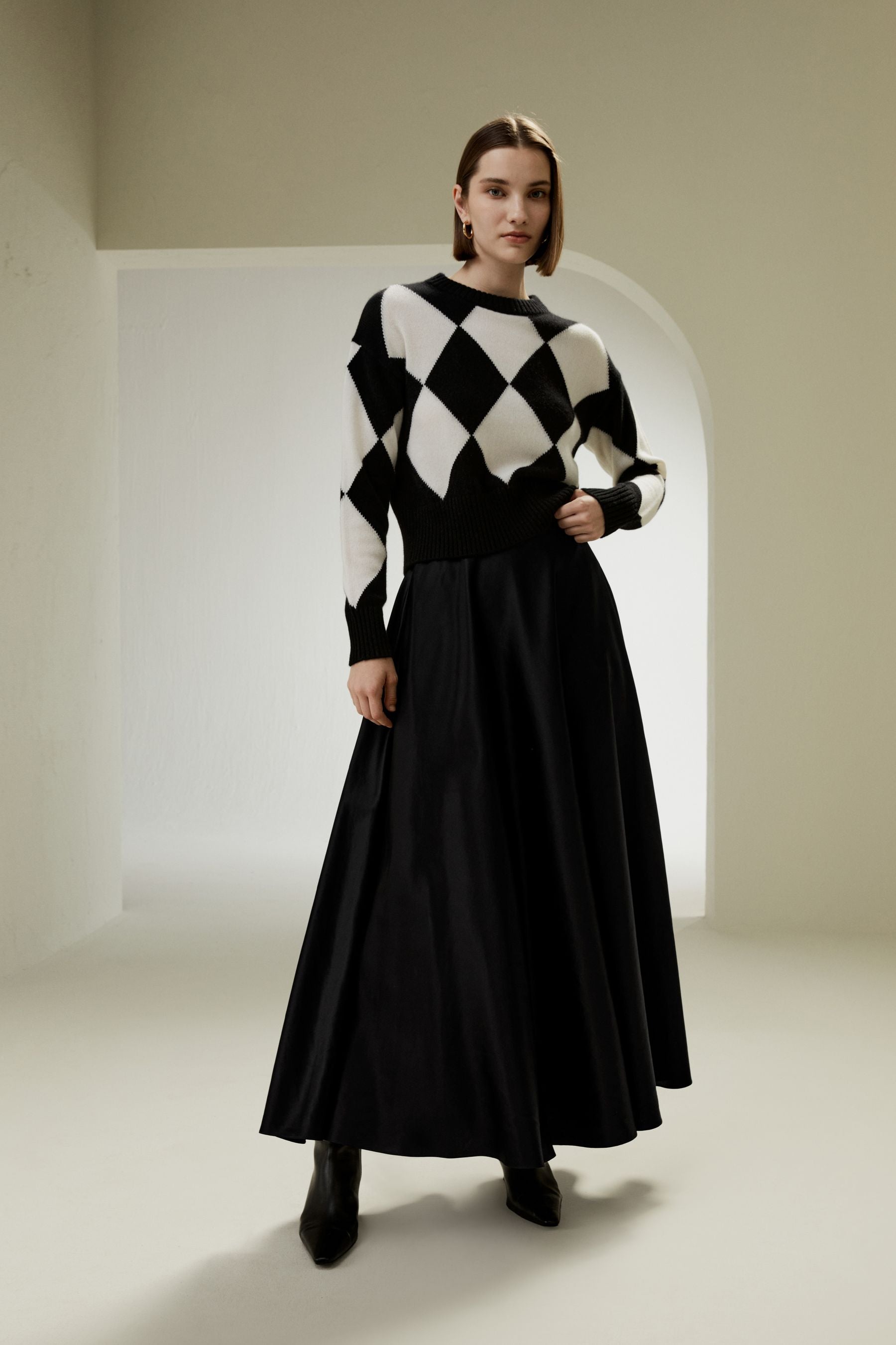 A-Line Silk Maxi Skirt