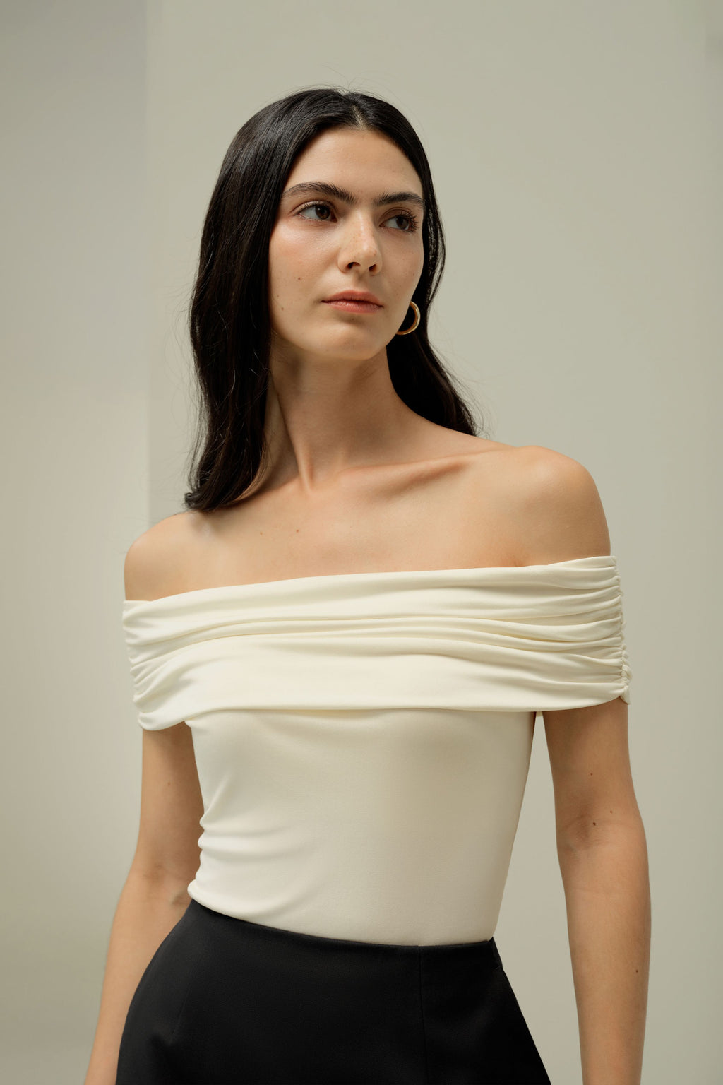 Silk Jersey Off-Shoulder Slim Top