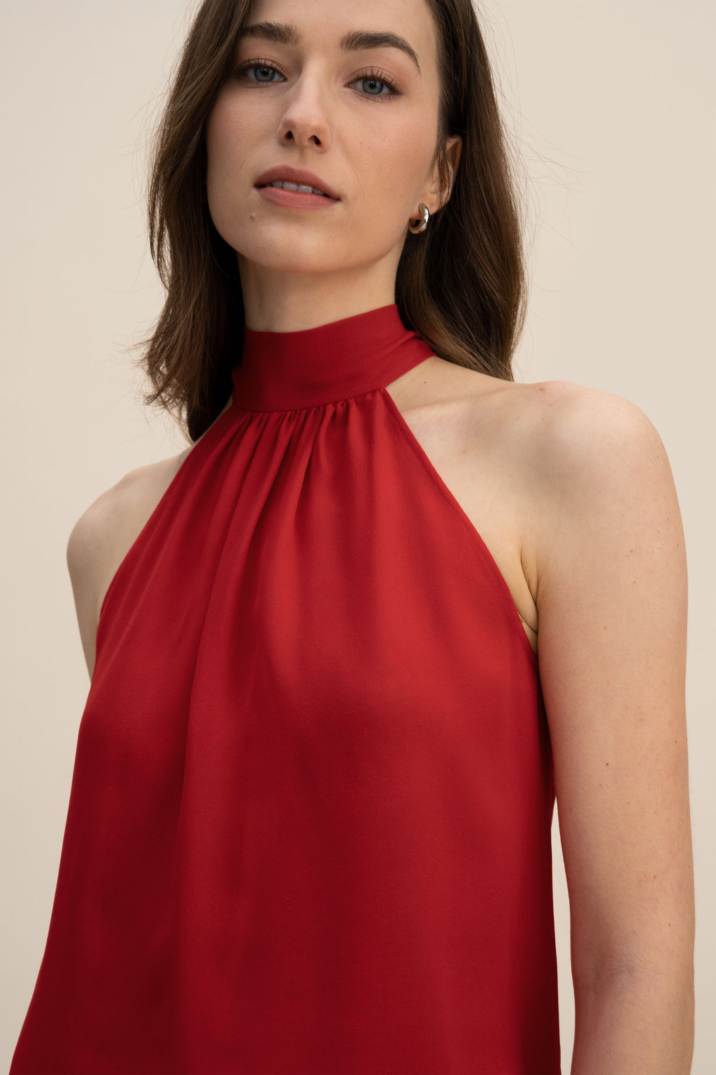 Silk Georgette Halter Neck Top