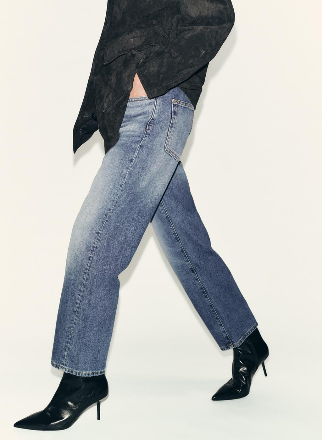 Crackled-Effect High-Heel Ankle Boots