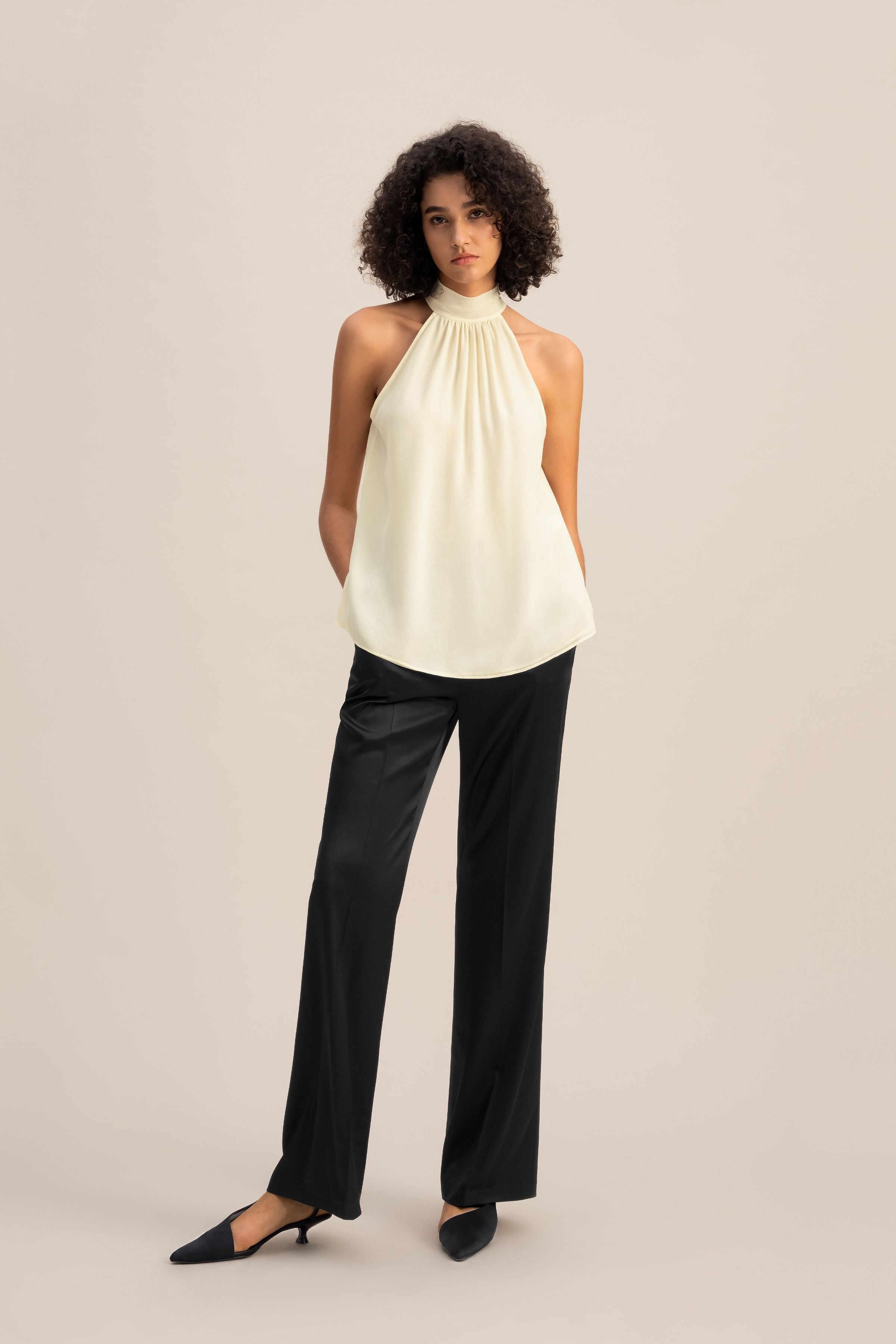 Silk Georgette Halter Neck Top