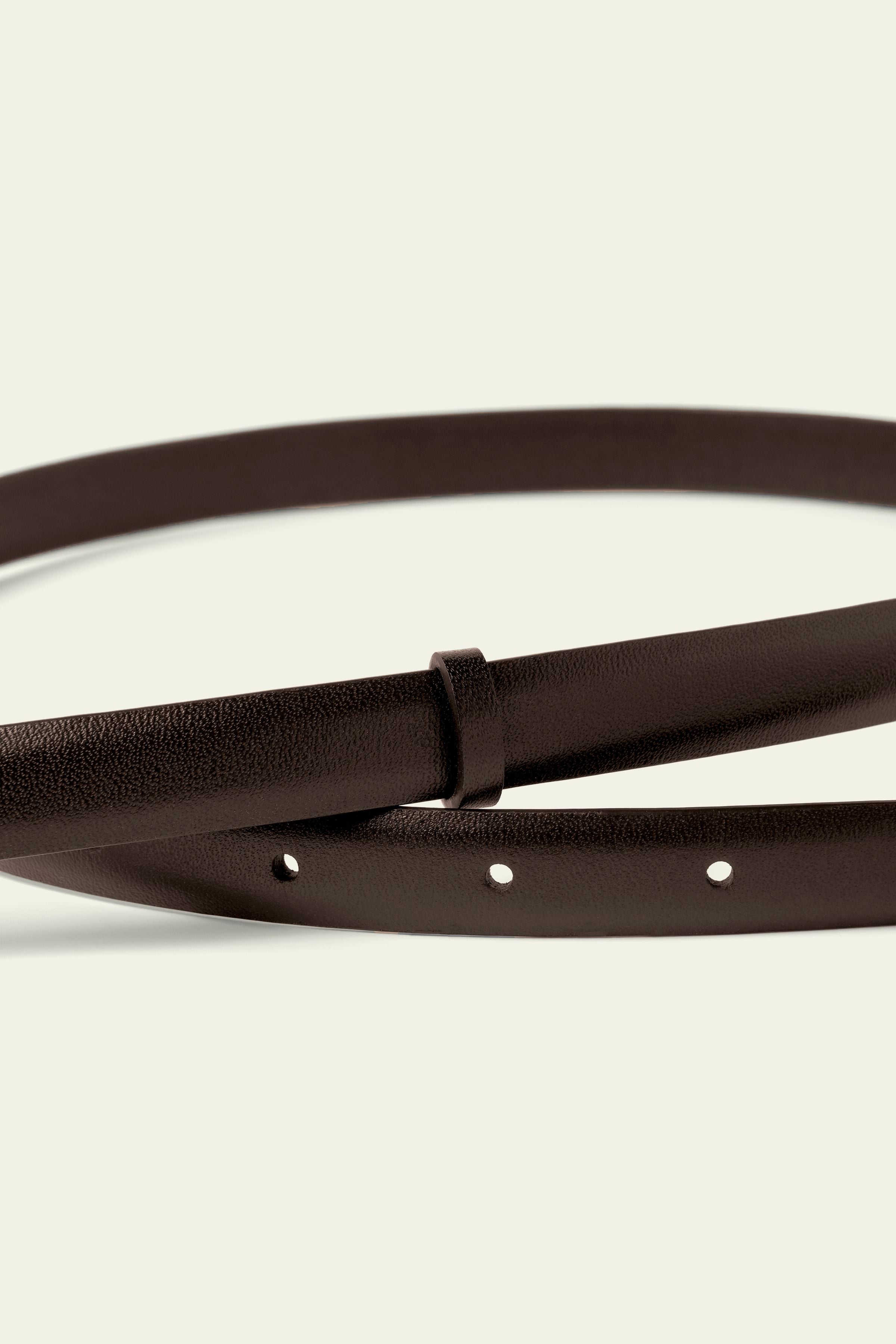 MZ Clasp Leather Skinny Belt