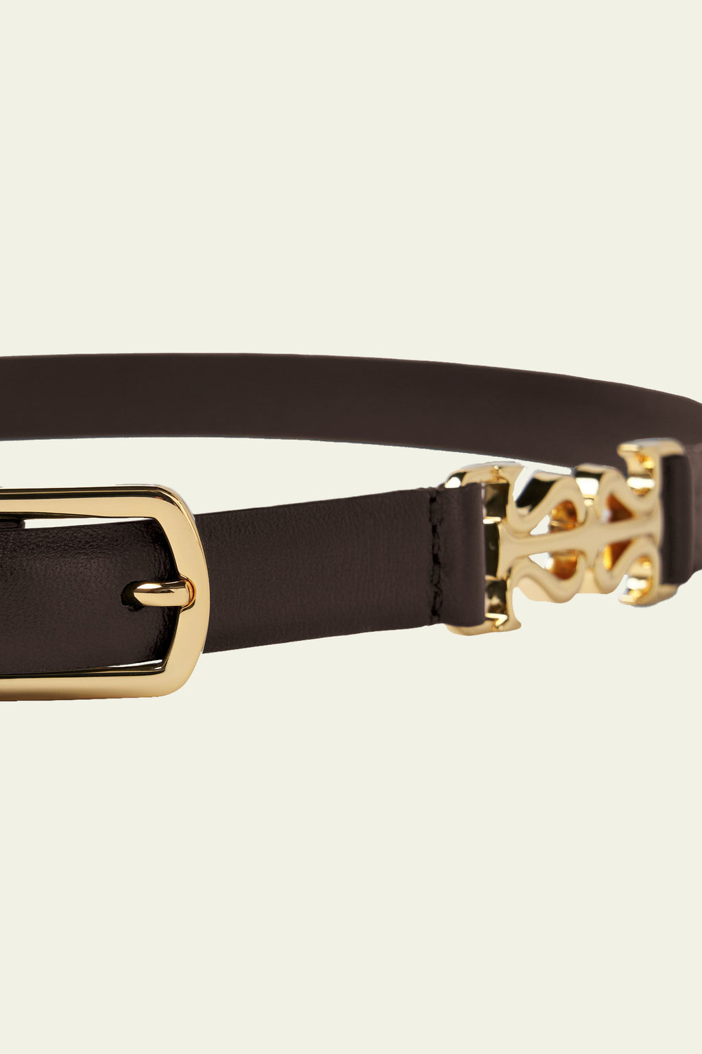 MZ Clasp Leather Skinny Belt