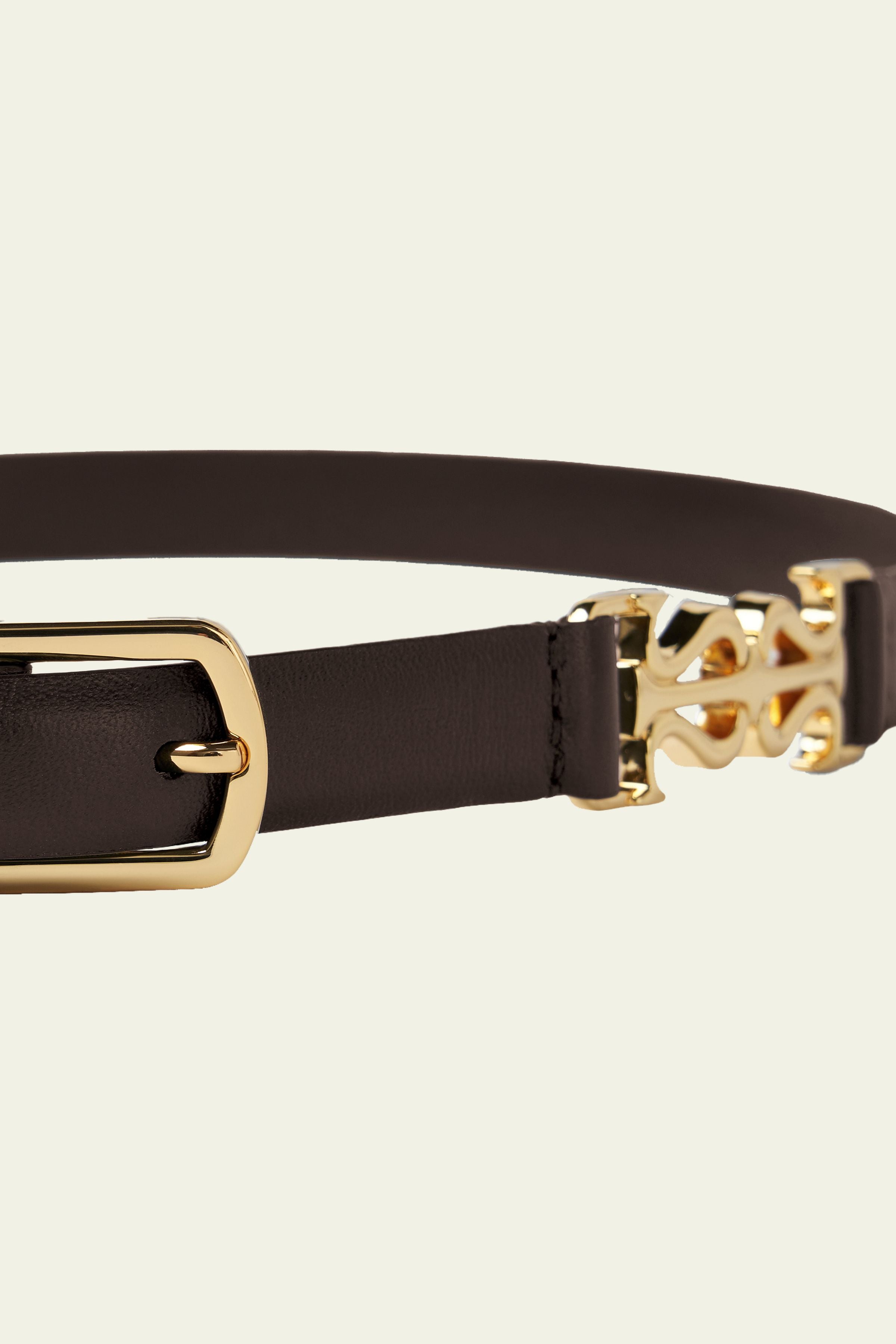 MZ Clasp Leather Skinny Belt