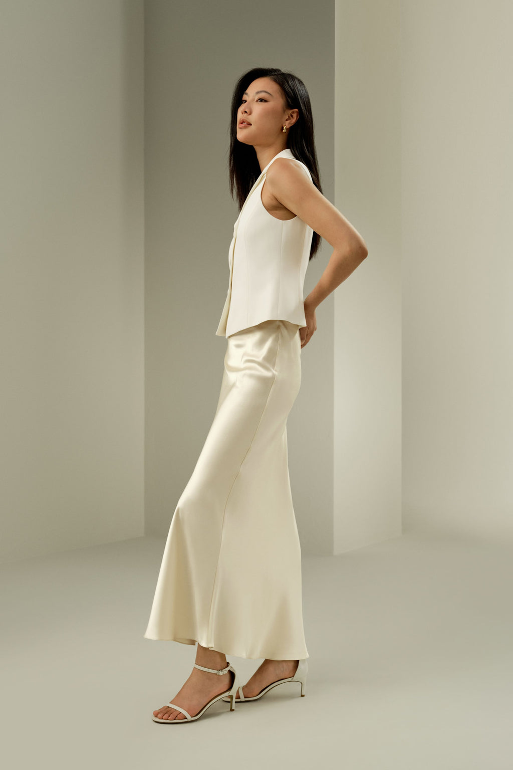 Silk Maxi Skirt with Flare Hem