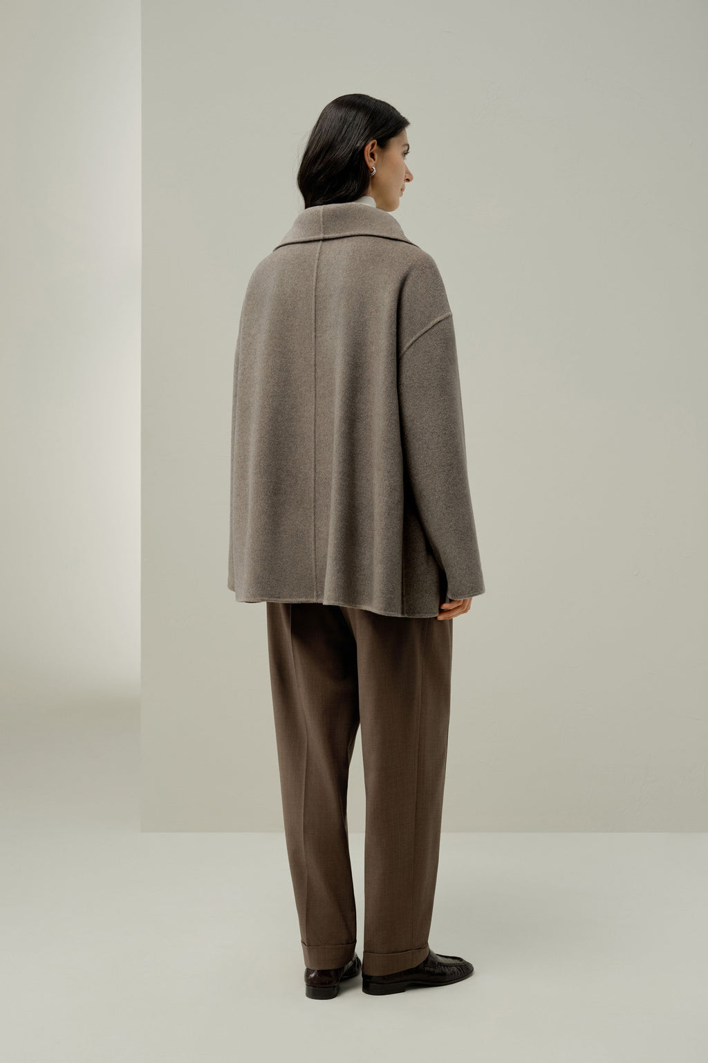 Convertible Collar Silke-Wool Blend Coat