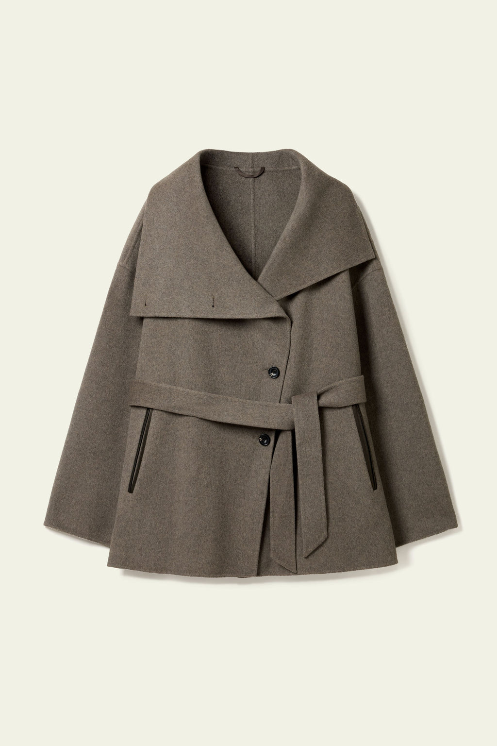 Convertible Collar Silke-Wool Blend Coat