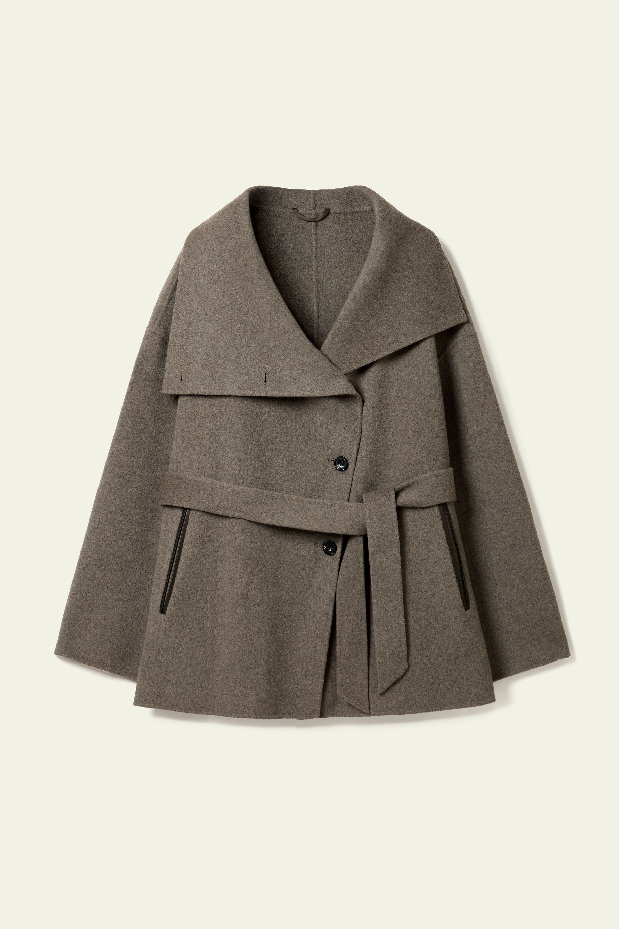 Convertible Collar Silke-Wool Blend Coat