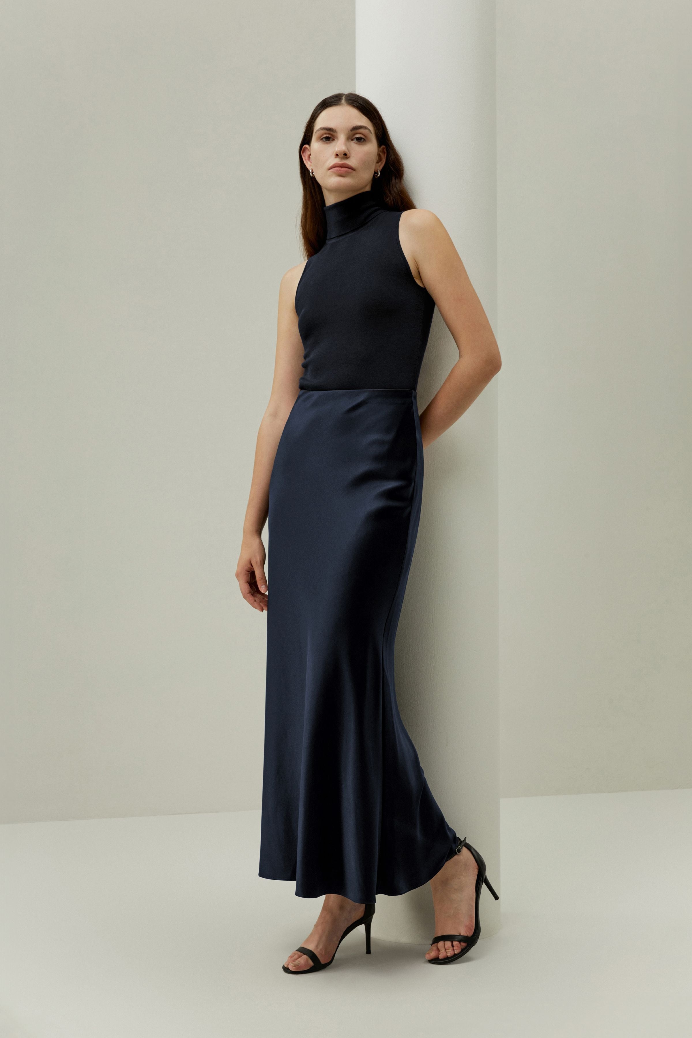 Double-Faced Silk Charmeuse Skirt