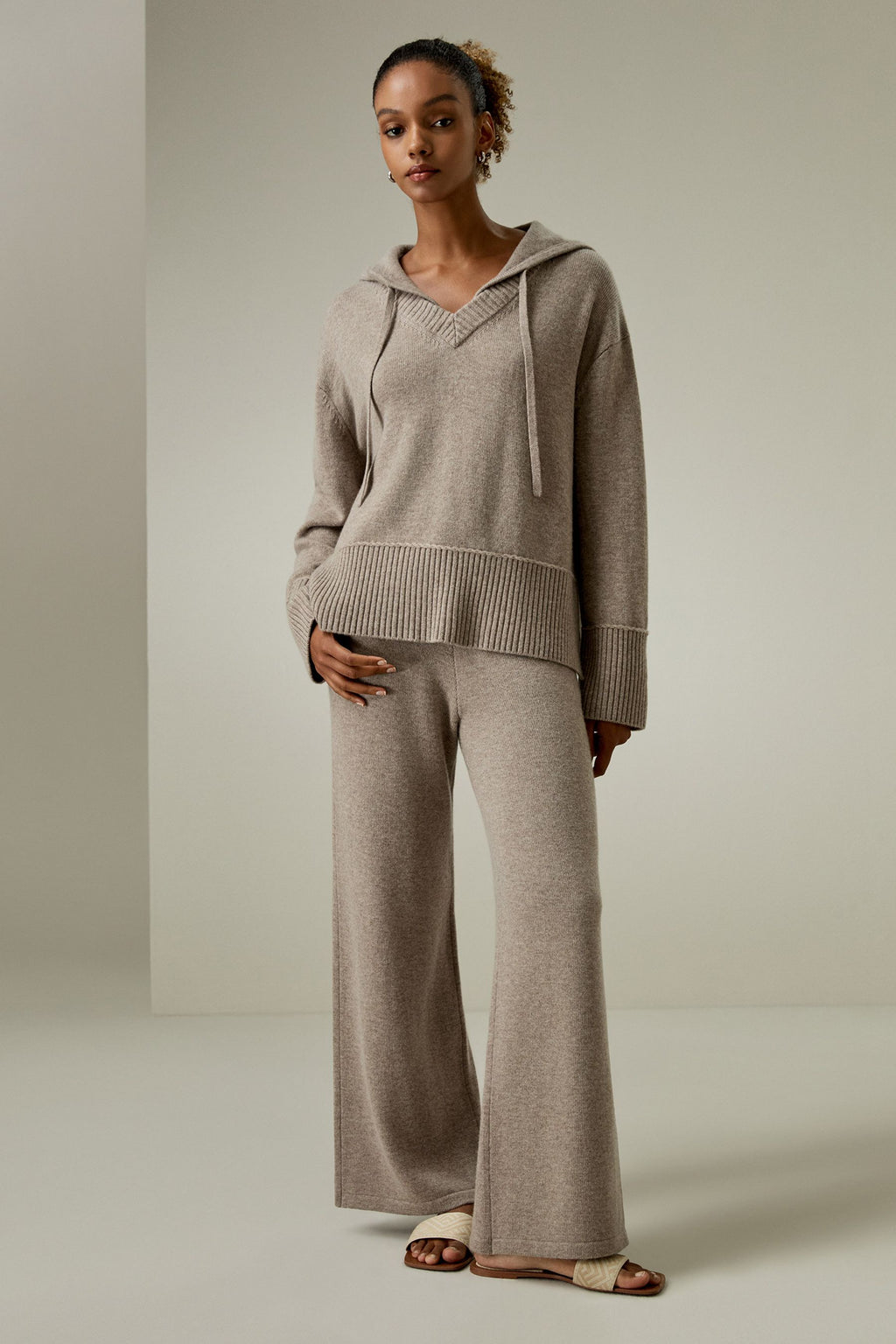 Merino Wool Jersey Wide-Leg Pants