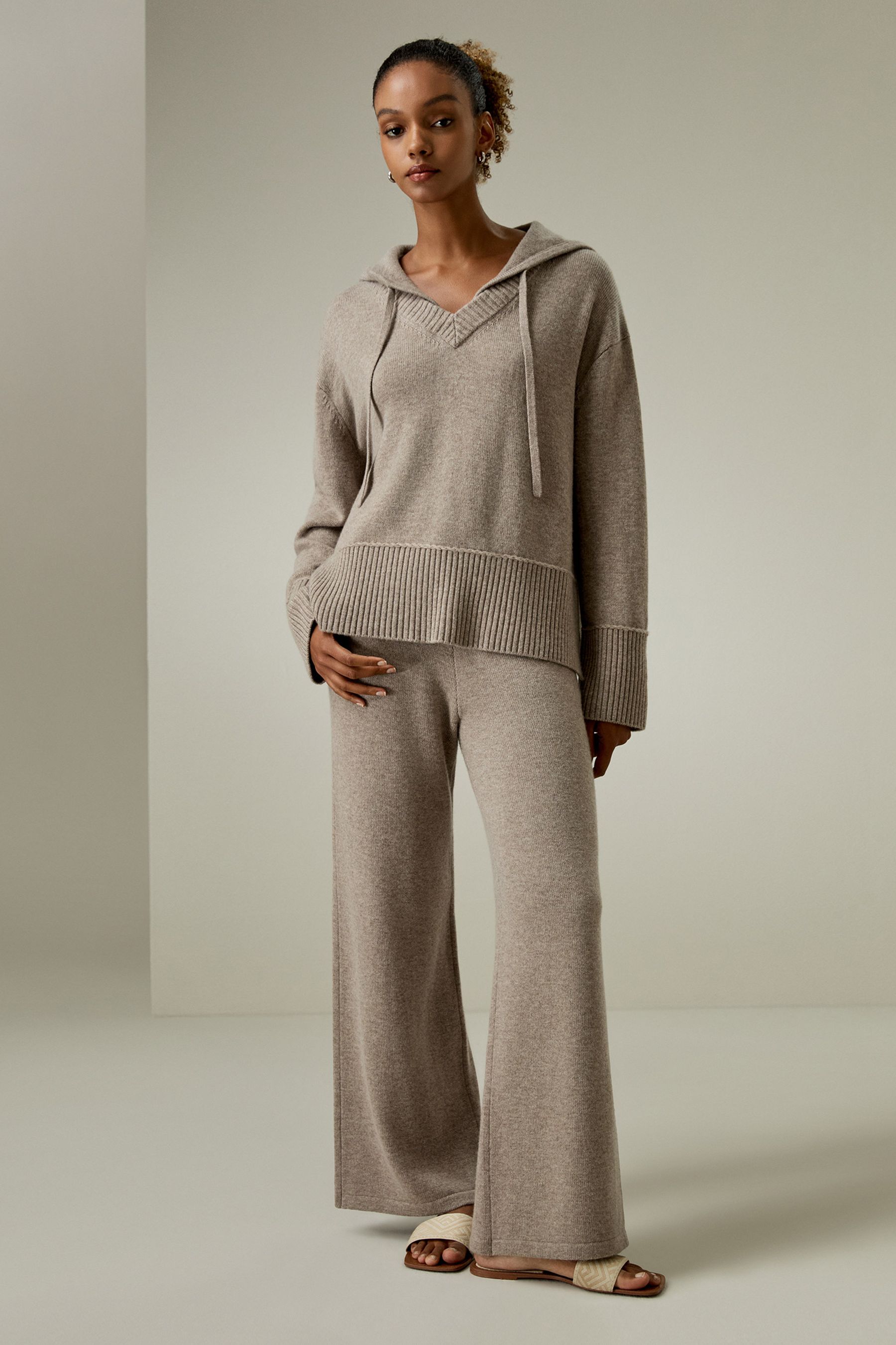 Merino Wool Jersey Wide-Leg Pants