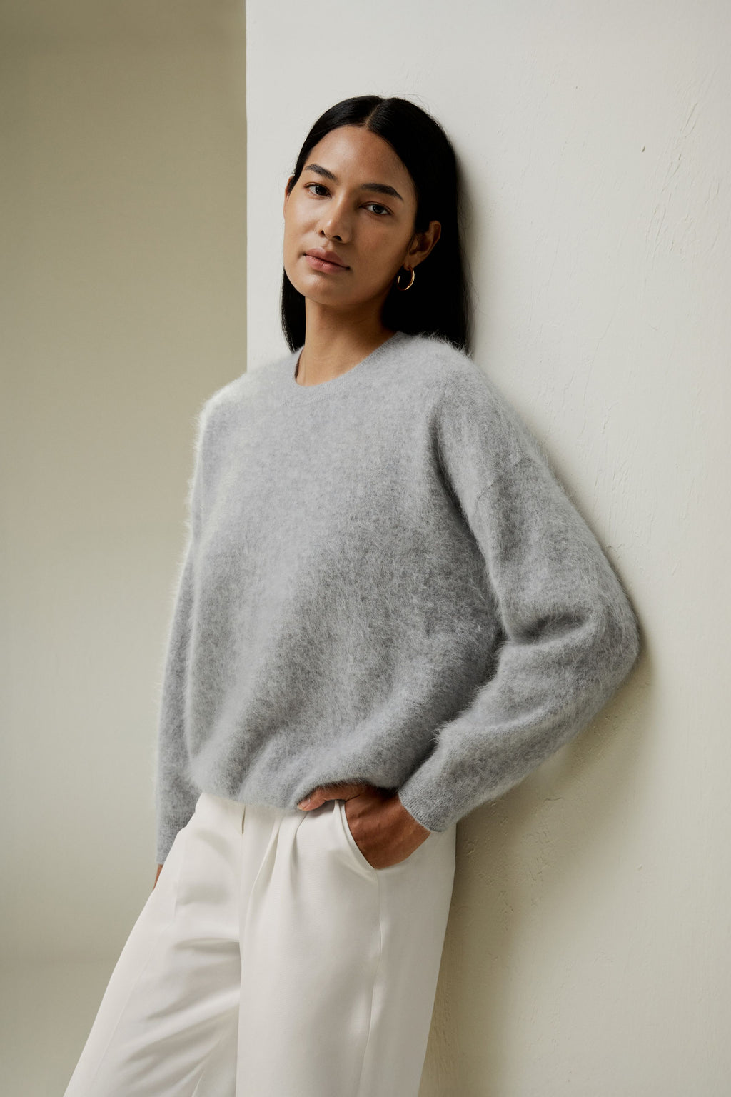 Brushed Cashmere Pullover Sweater