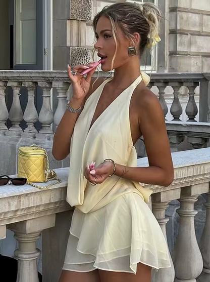 Lace-Up Backless Party Dress
