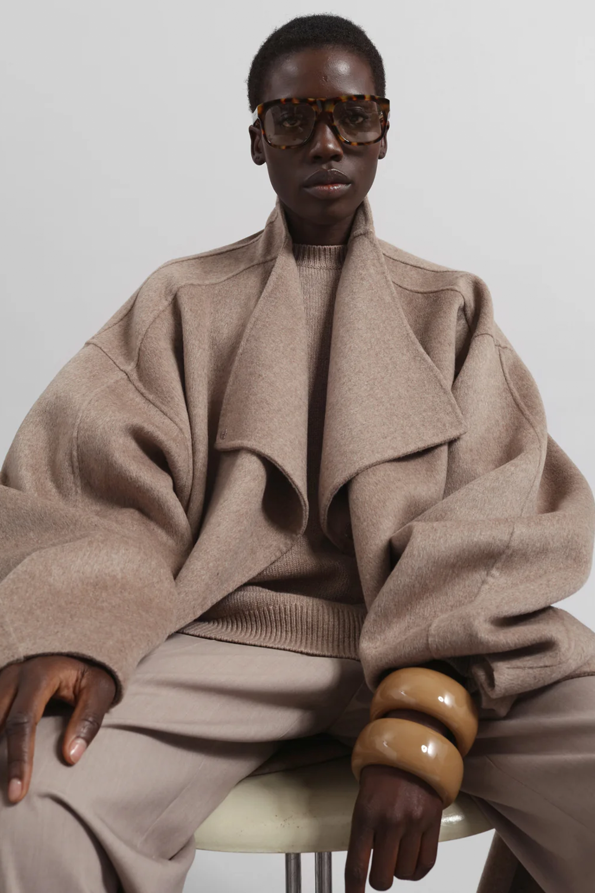 MOZROS's Funnel Neck Wool Coat